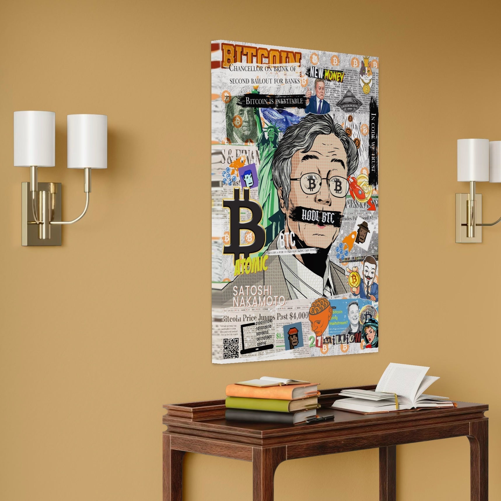 Tablou Canvas Premium, LuxCanva® A1027, Bitcoin, Decorativ, Criptomoneda, BTC, Motivational, Culori Vibrante