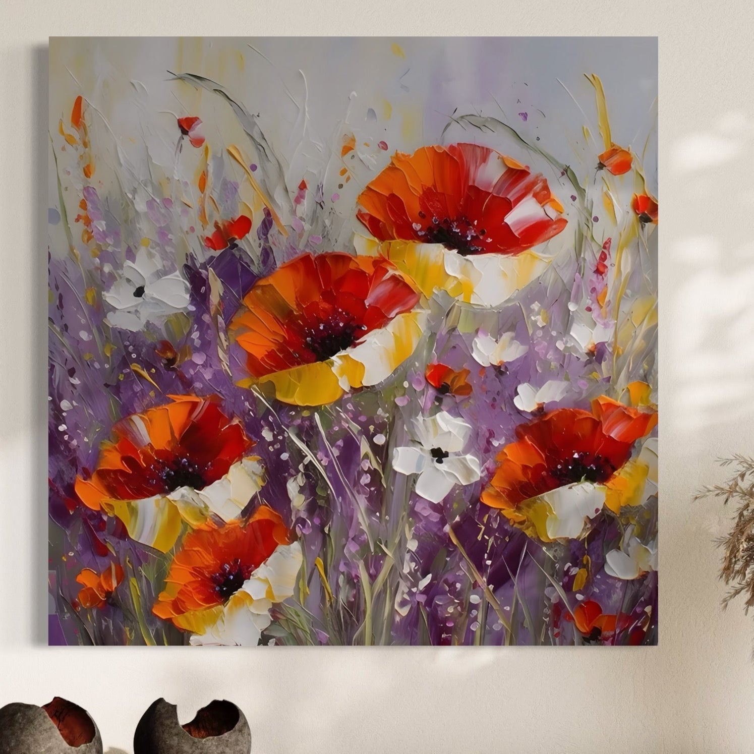 Tablou Canvas Premium LuxCanva® A1412, Flori Salbatice ,  Room, Maci, Natura, Primavara, Living, Culori Vibrante