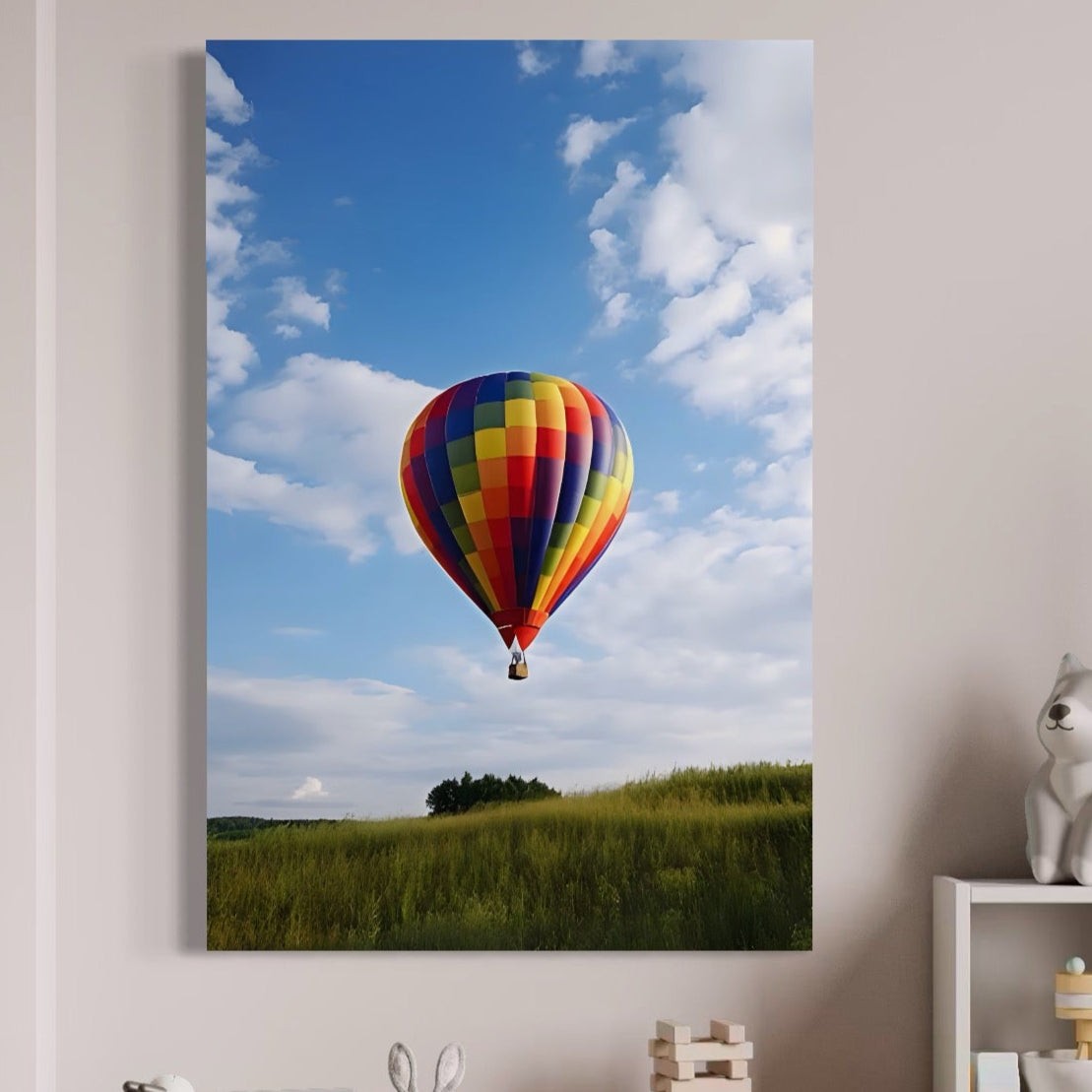Tablou Canvas Premium LuxCanva® A1414, Zburatorul , Room, Balon Cu Aer Cald, Calatorie, Colorat, Aventura, Living, Culori Vibrante