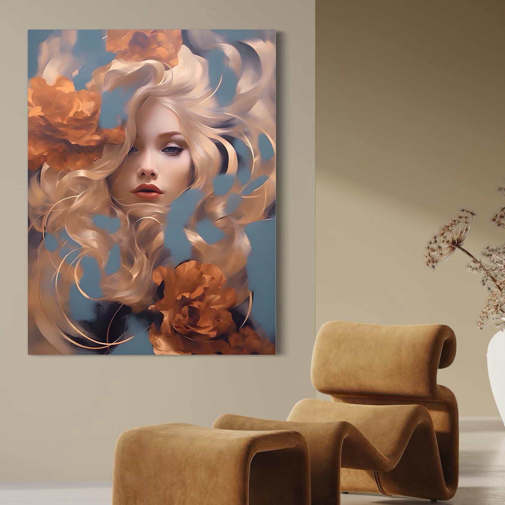 Tablou Canvas Premium LuxCanva® A1416, Angel Face , Living Room, Frumusete, Inger, Rose, Decorativ, Culori Vibrante