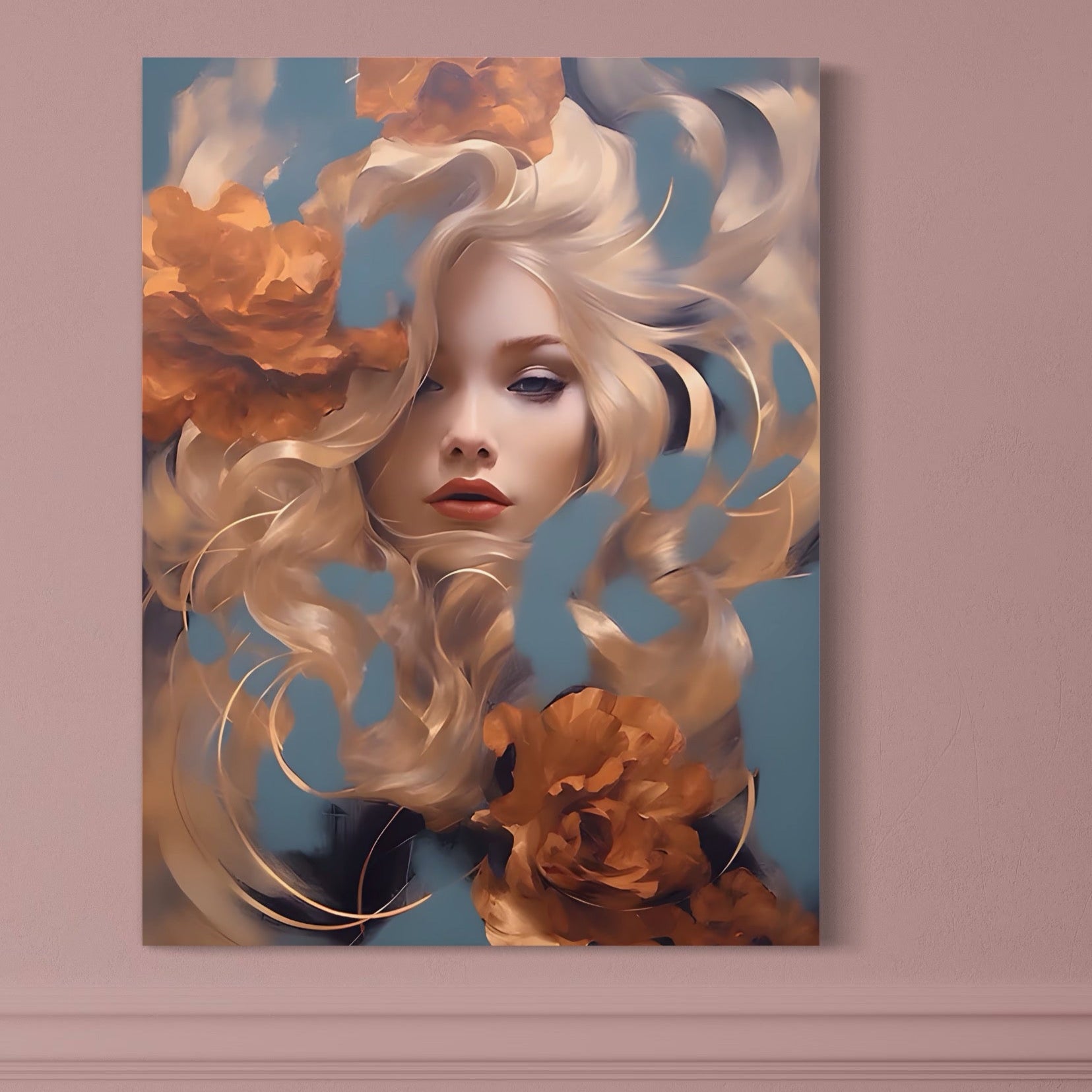 Tablou Canvas Premium LuxCanva® A1416, Angel Face , Living Room, Frumusete, Inger, Rose, Decorativ, Culori Vibrante