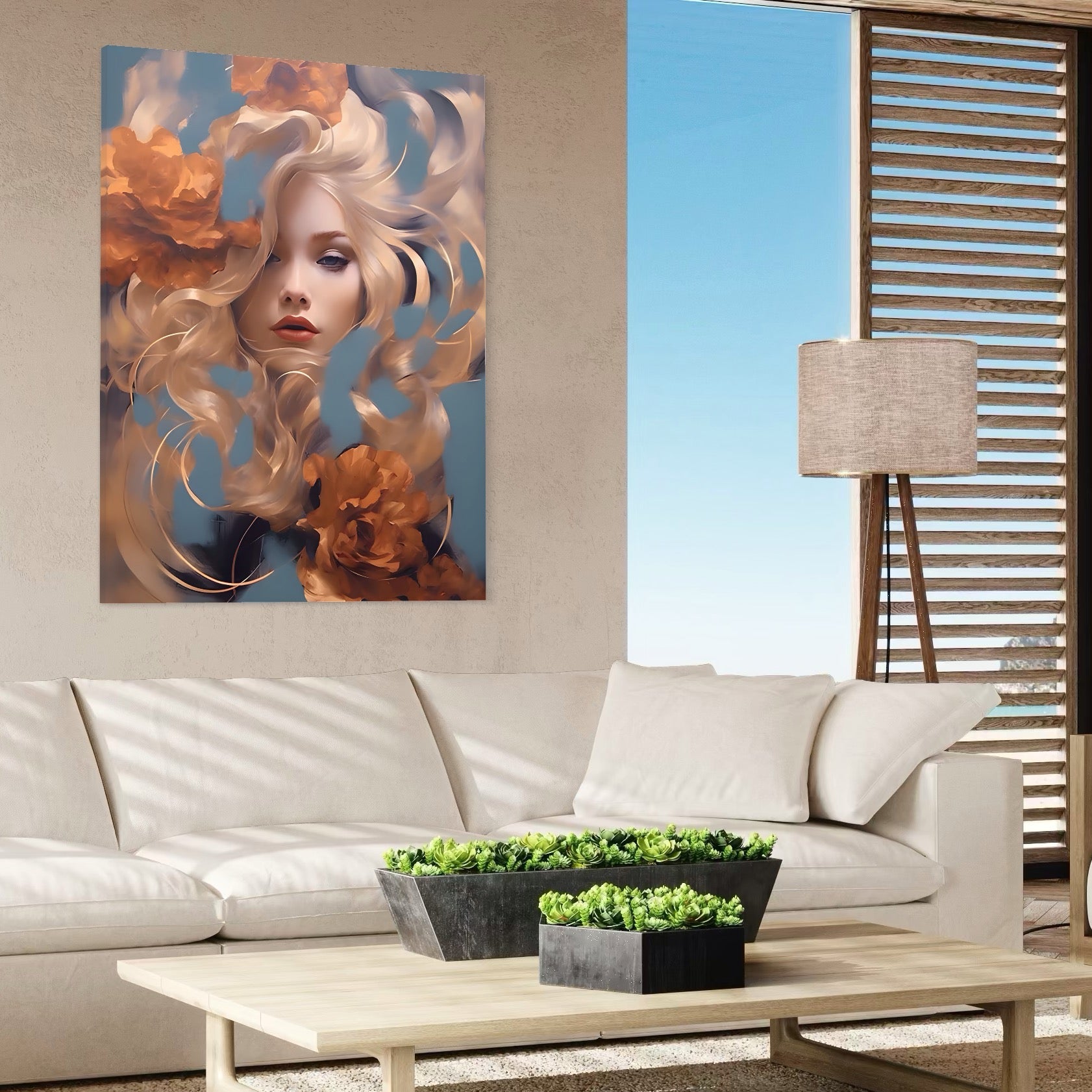 Tablou Canvas Premium LuxCanva® A1416, Angel Face , Living Room, Frumusete, Inger, Rose, Decorativ, Culori Vibrante