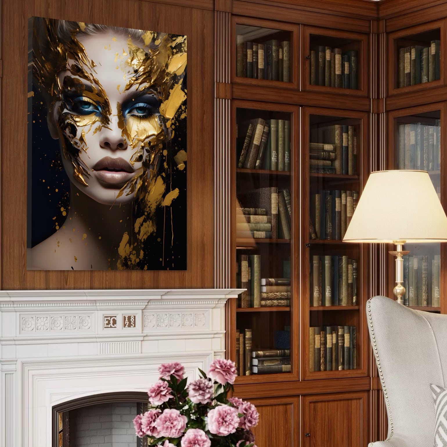 Tablou Canvas Premium LuxCanva® A1419, Gold Girl , Living Room, Femeie, Auriu, Senzual, Frumusete, Decorativ, Culori Vibrante