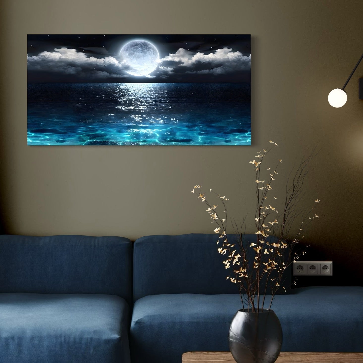 Tablou Canvas Premium, LuxCanva® C1254, Midnight Over The Sea, Relaxare, Game Room, Kids Room Culori Vibrante