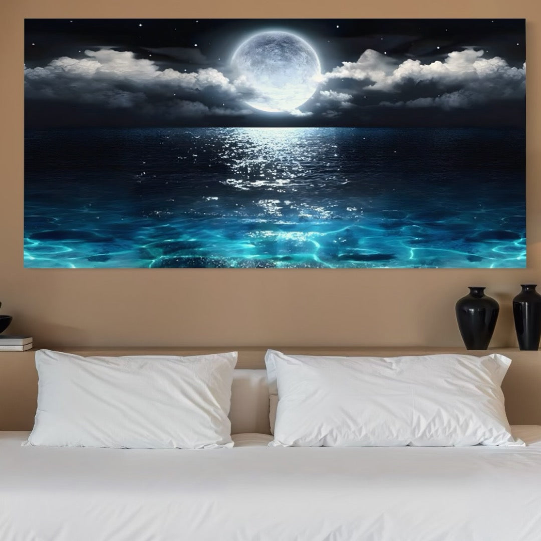 Tablou Canvas Premium, LuxCanva® C1254, Midnight Over The Sea, Relaxare, Game Room, Kids Room Culori Vibrante