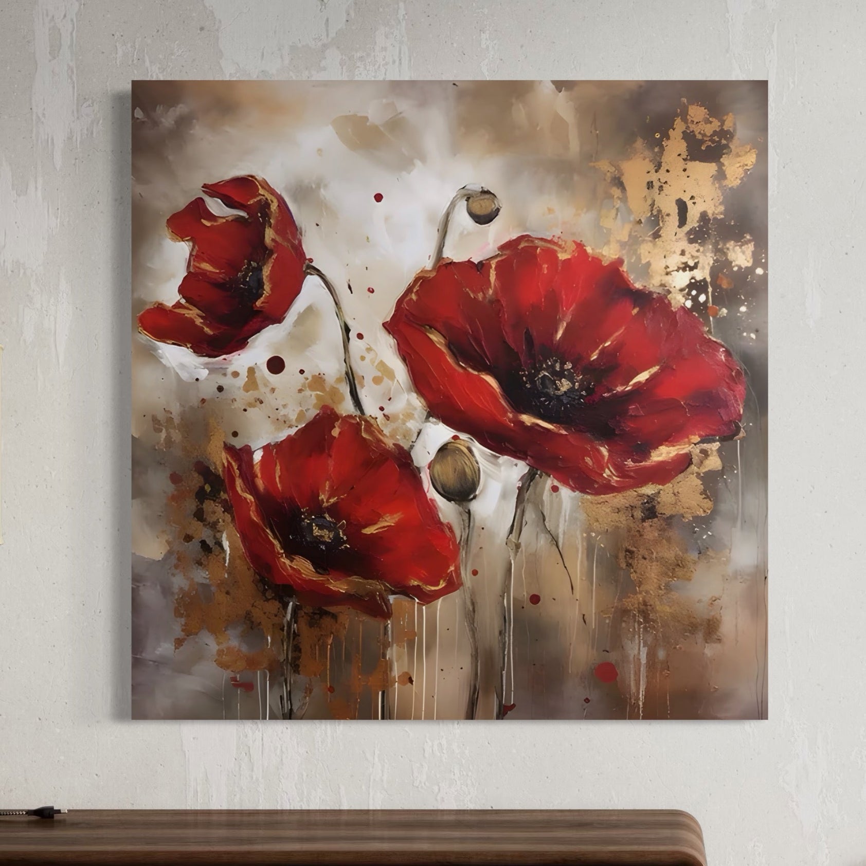 Tablou Canvas Premium LuxCanva® A1429, Red Poppies , Room, Flori, Maci, Camp, Decorativ, Living, Culori Vibrante