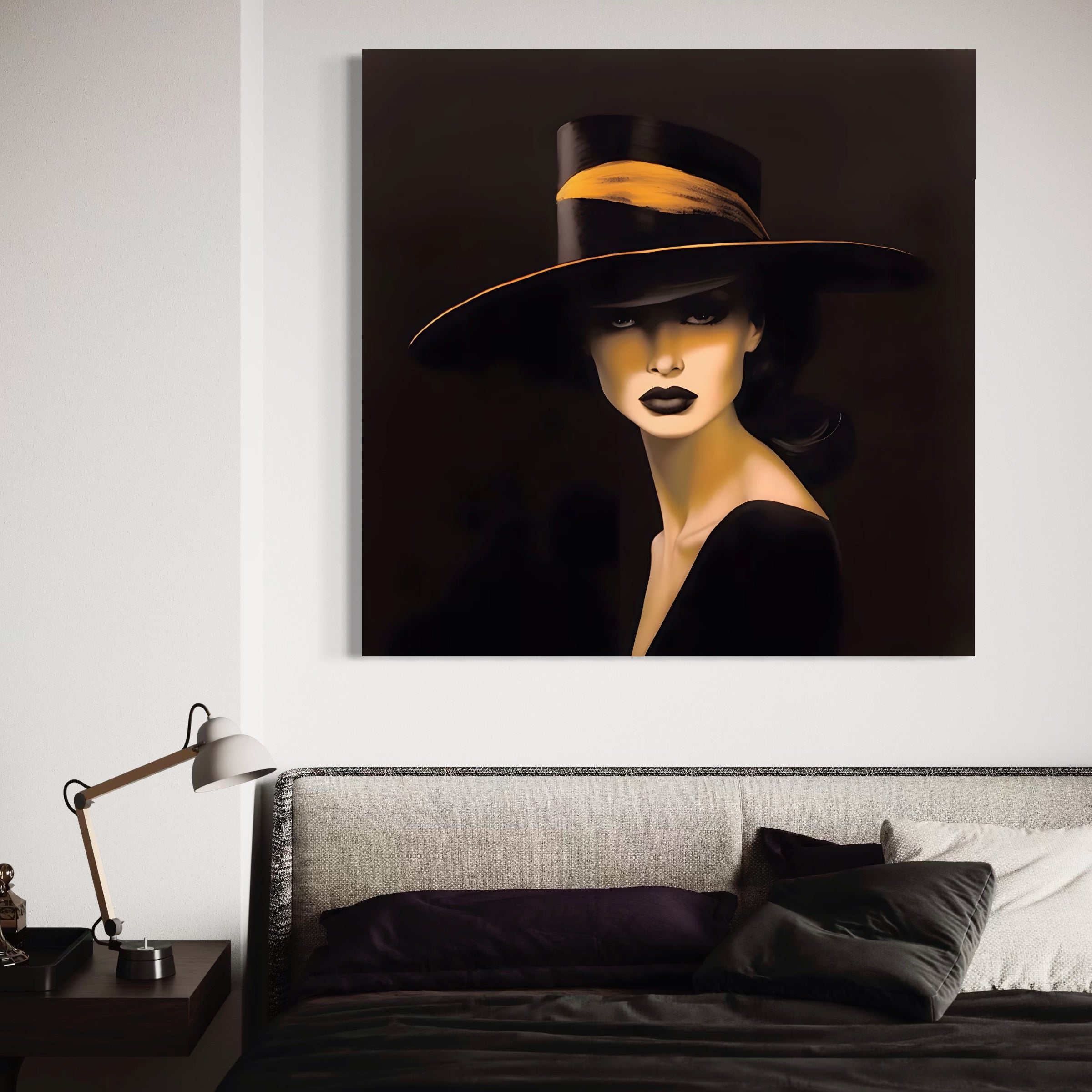 Tablou Canvas Premium LuxCanva® A1438, The Mysterious Lady , Decorativ, Femeie, Mister, Senzualitate, Privire, Living, Culori Vibrante