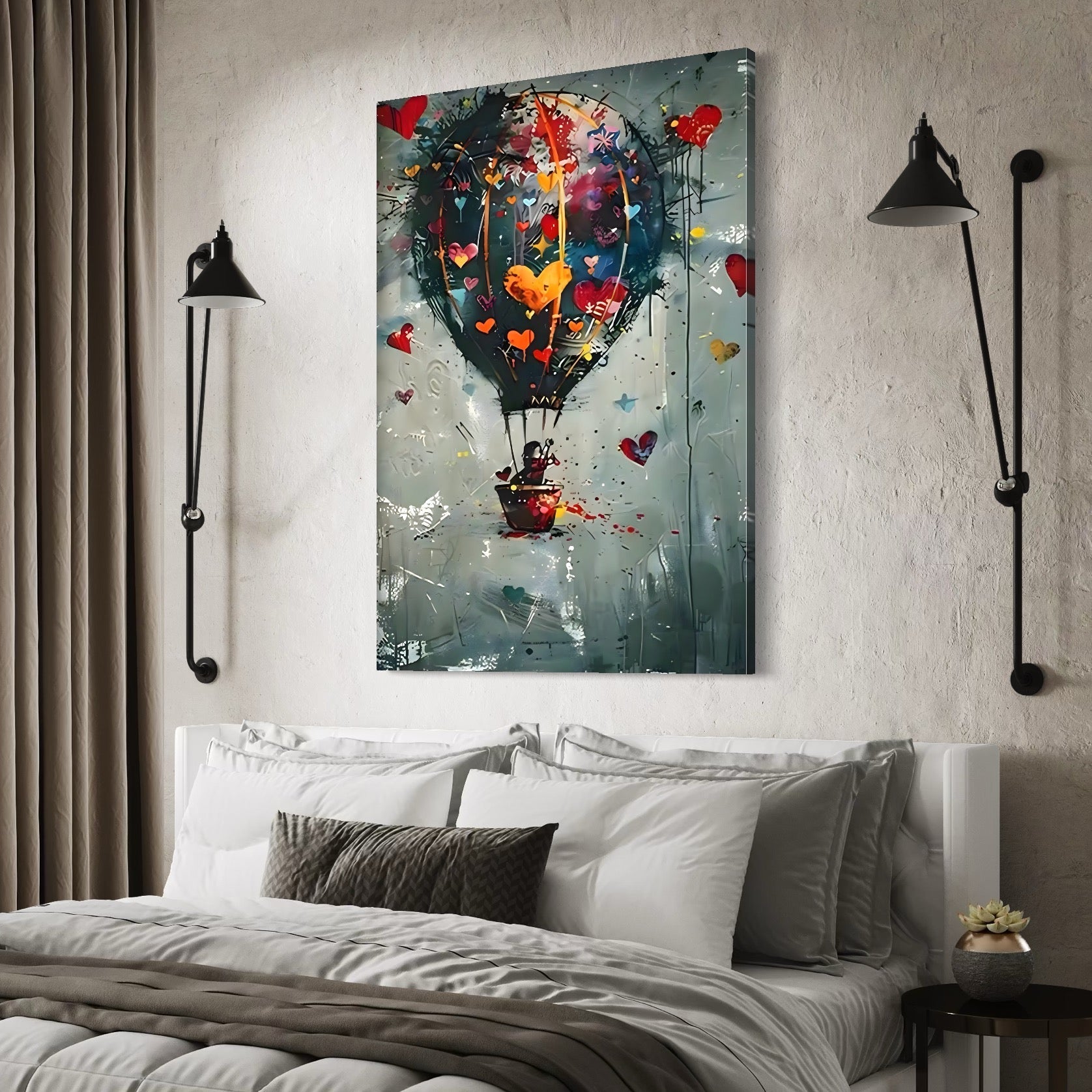 Tablou Canvas Premium, LuxCanva® C1265, Flying Hearts,  Relaxare, Love, Heart, Living Room, Culori Vibrante