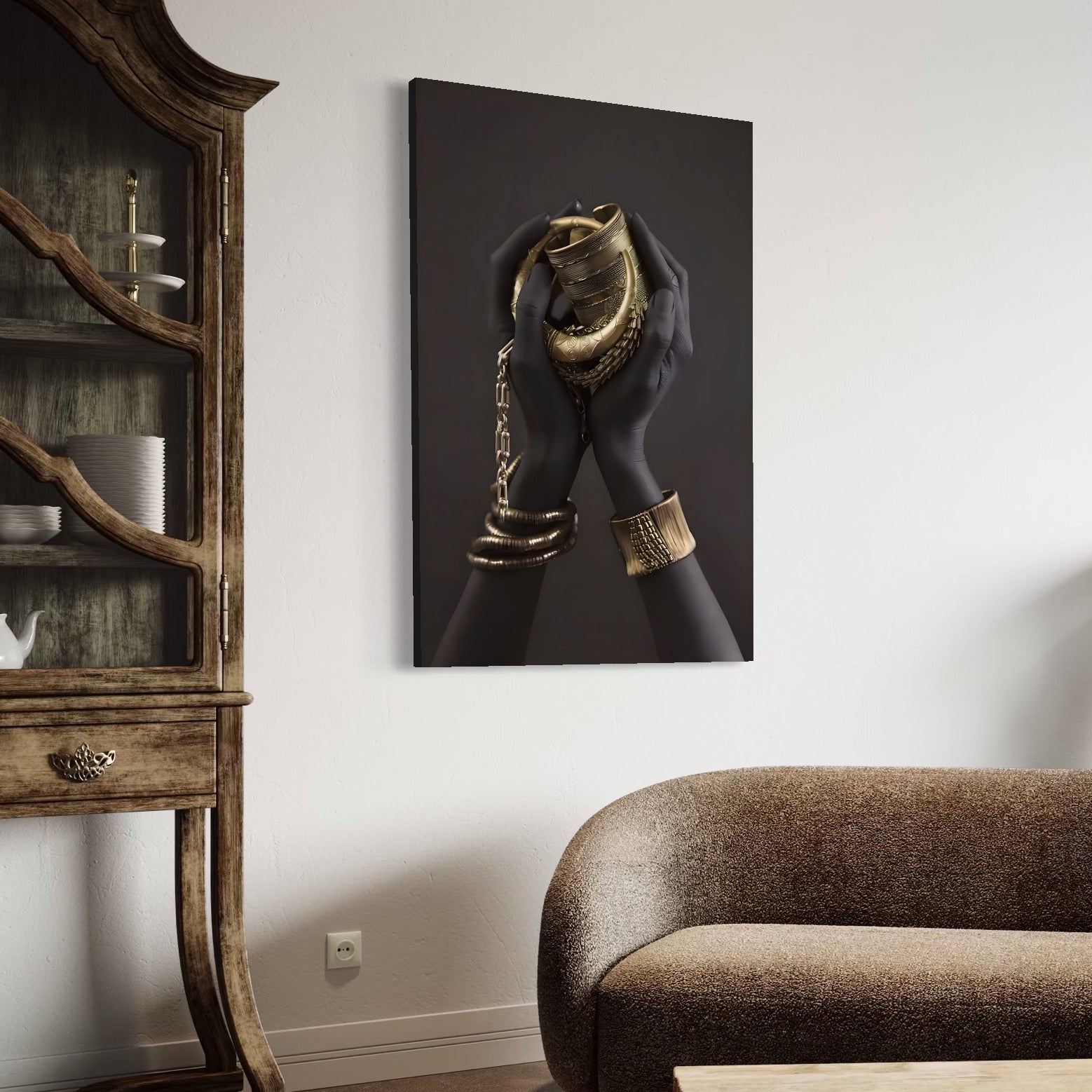 Tablou Canvas Premium LuxCanva® A1440, Maini Aurii , Decorativ, Bijuterii, Palme, Room, Culori Vibrante