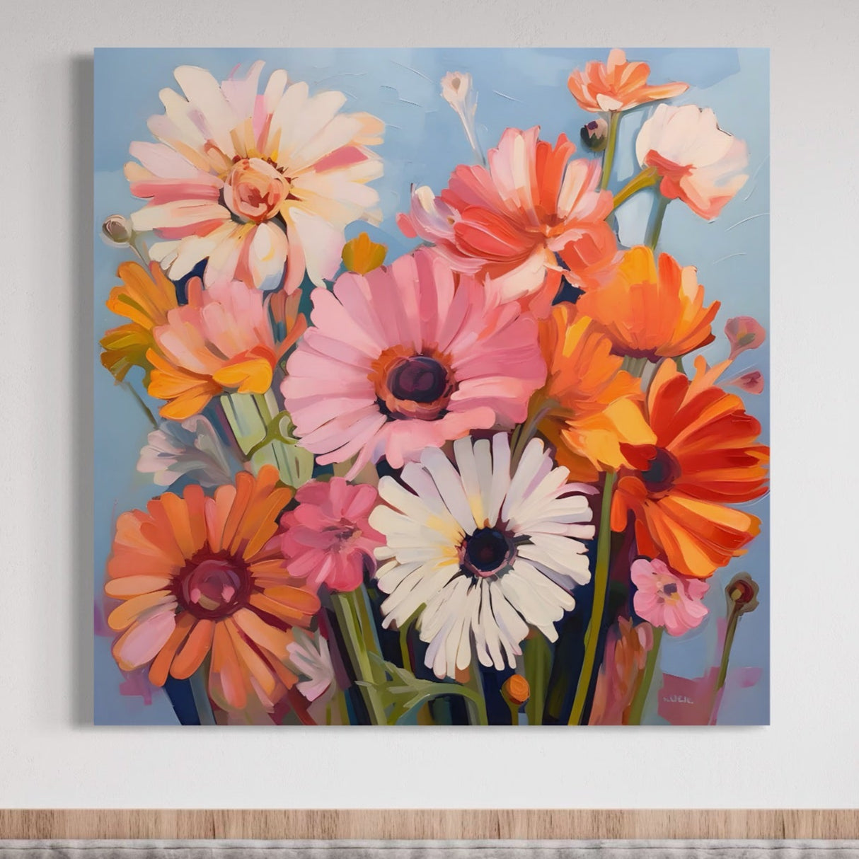 Tablou Canvas Premium LuxCanva® A1442, Flori Salbatice , Living, Colorat, Crizanteme, Natura, Planta, Decorativ, Culori Vibrante