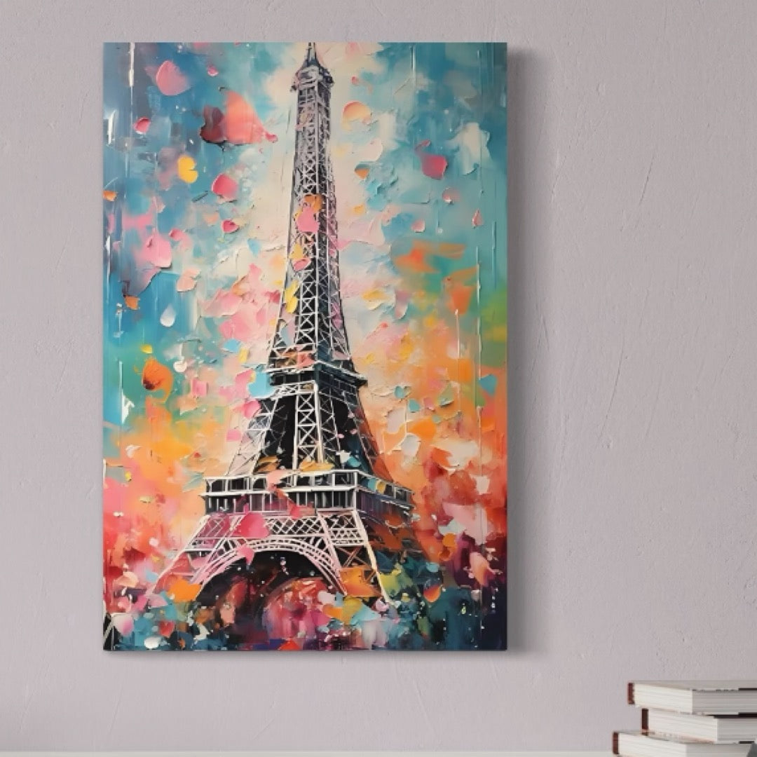 Tablou canvas cu tablou canvas turnul eiffel pictat