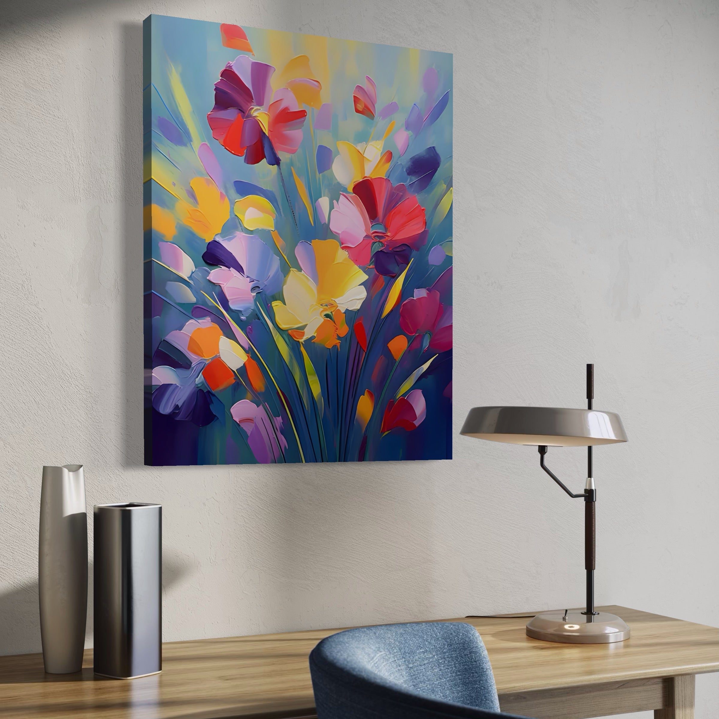 Tablou Canvas Premium LuxCanva® A1458, Luna Florilor , Decorativ, Living, Planta, Buchet, Colorat, Culori Vibrante