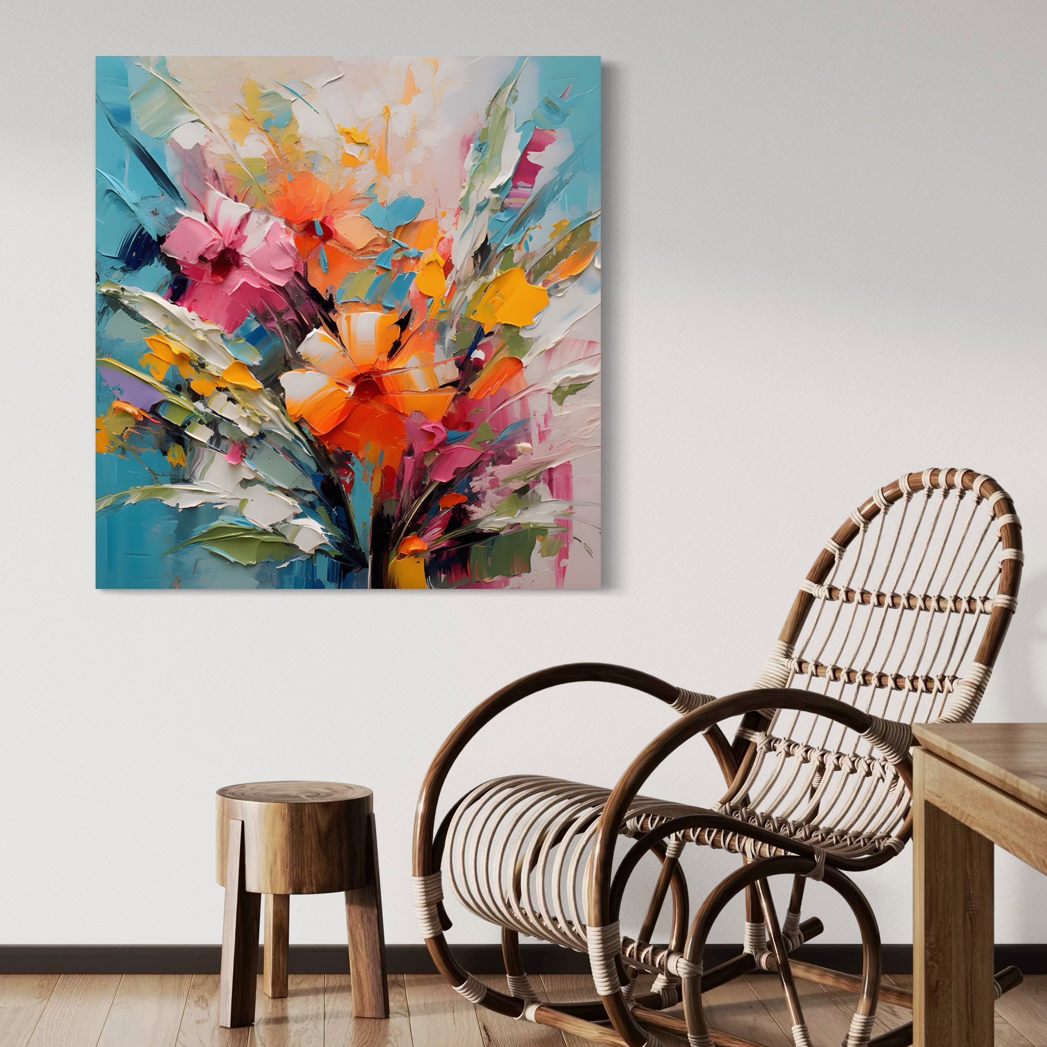 Tablou Canvas Premium LuxCanva® A1456, Buchet Floral , Living, Flori, Planta, Decorativ, Colorat, Natura, Culori Vibrante