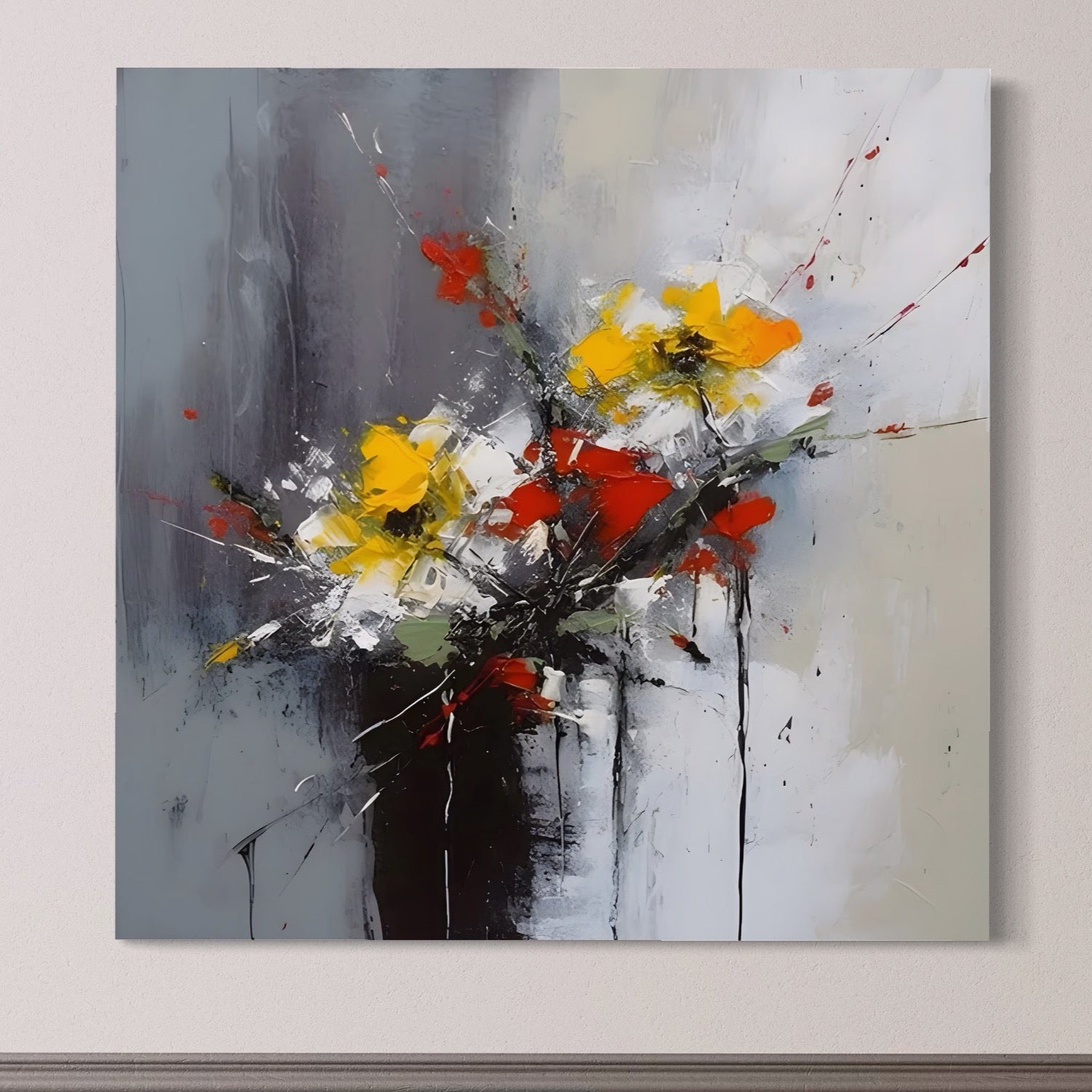 Tablou Canvas Premium LuxCanva® A1459, Armonia Florilor , Living, Decorativ, Abstract, Flori, Room, Culori Vibrante