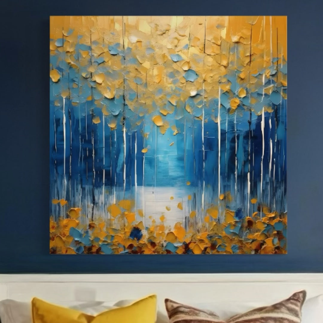 Tablou Canvas Premium LuxCanva® C1234, Abstract Autum Leafs , Relaxare, Living Room, Culori Vibrante