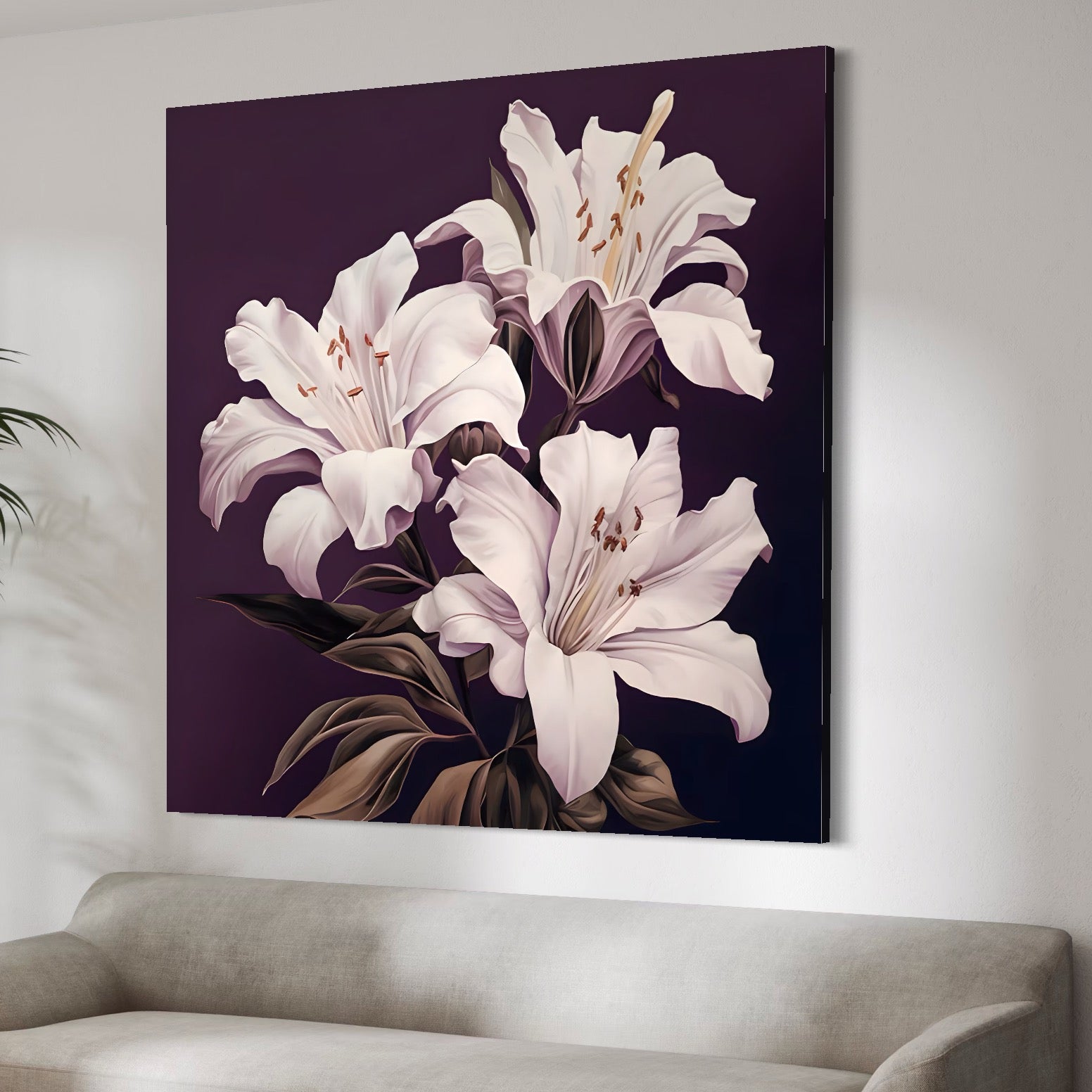 Tablou Canvas Premium LuxCanva® A1468, 3 Crini Albi , Living, Flori, Natura, Imperial, Decorativ, Room, Culori Vibrante