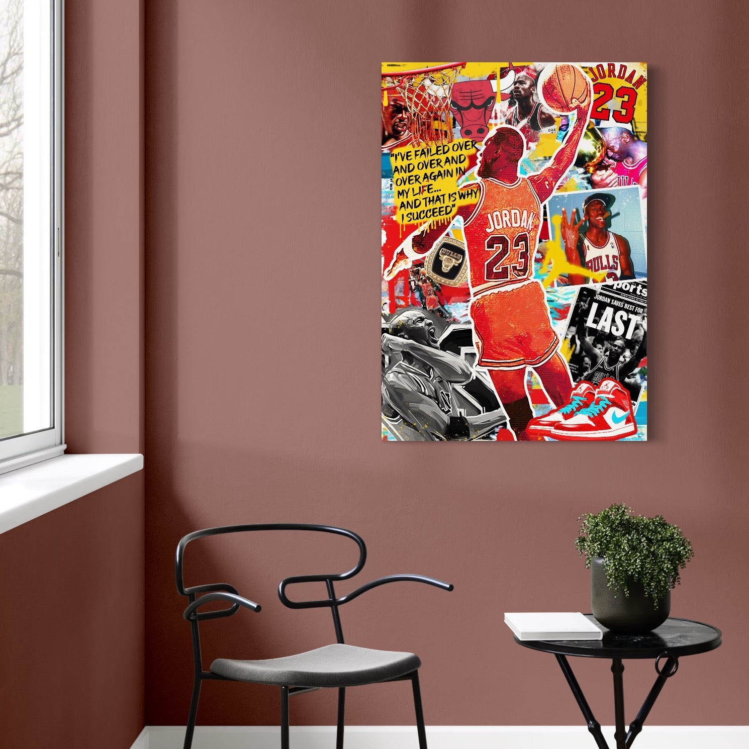 Tablou Canvas Premium, LuxCanva® B1006, Michael Jordan, Baschet, Motivational, Sportivi, Slam Dunk, Culori Vibrante
