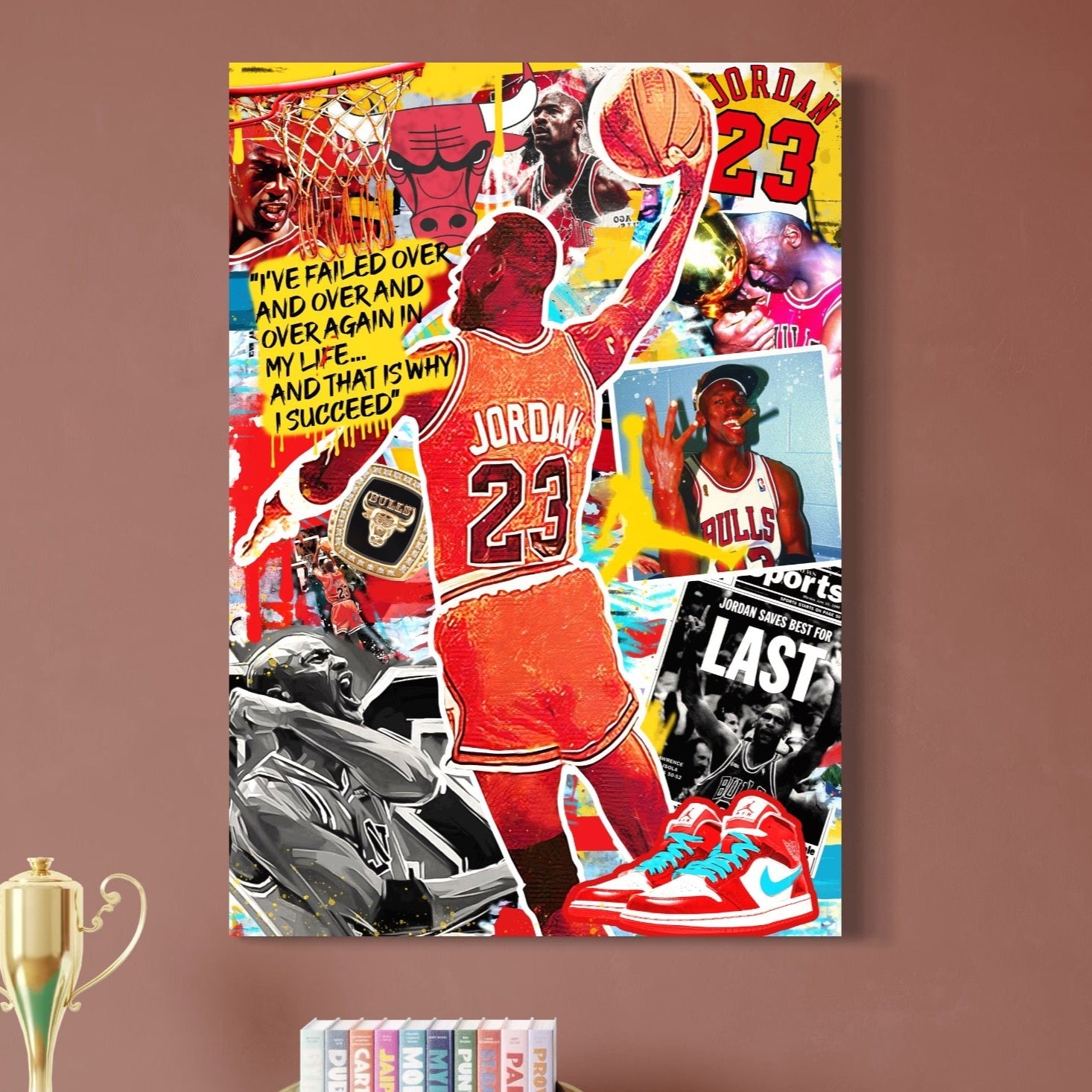 Tablou Canvas Premium, LuxCanva® B1006, Michael Jordan, Baschet, Motivational, Sportivi, Slam Dunk, Culori Vibrante
