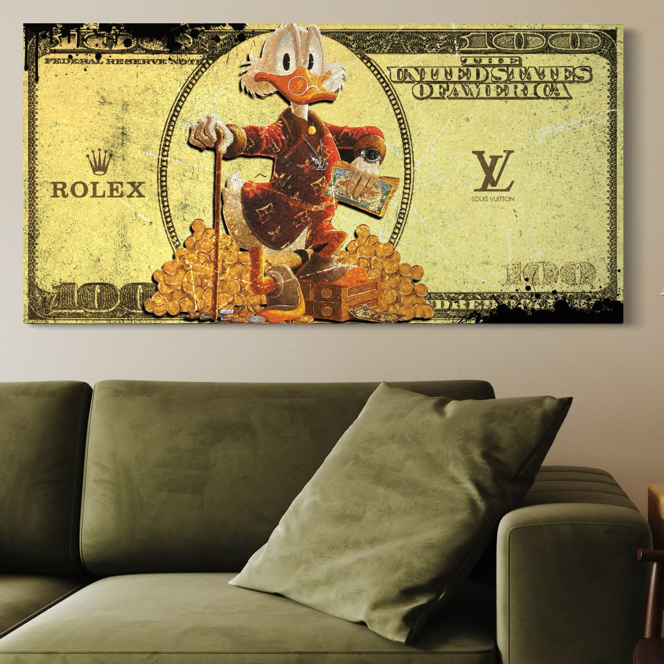 Tablou Canvas Premium, LuxCanva® B1022 Rolex Donald Duck, Desene Animate, Rolex, Disney, Louis Vuitton, Culori Vibrante