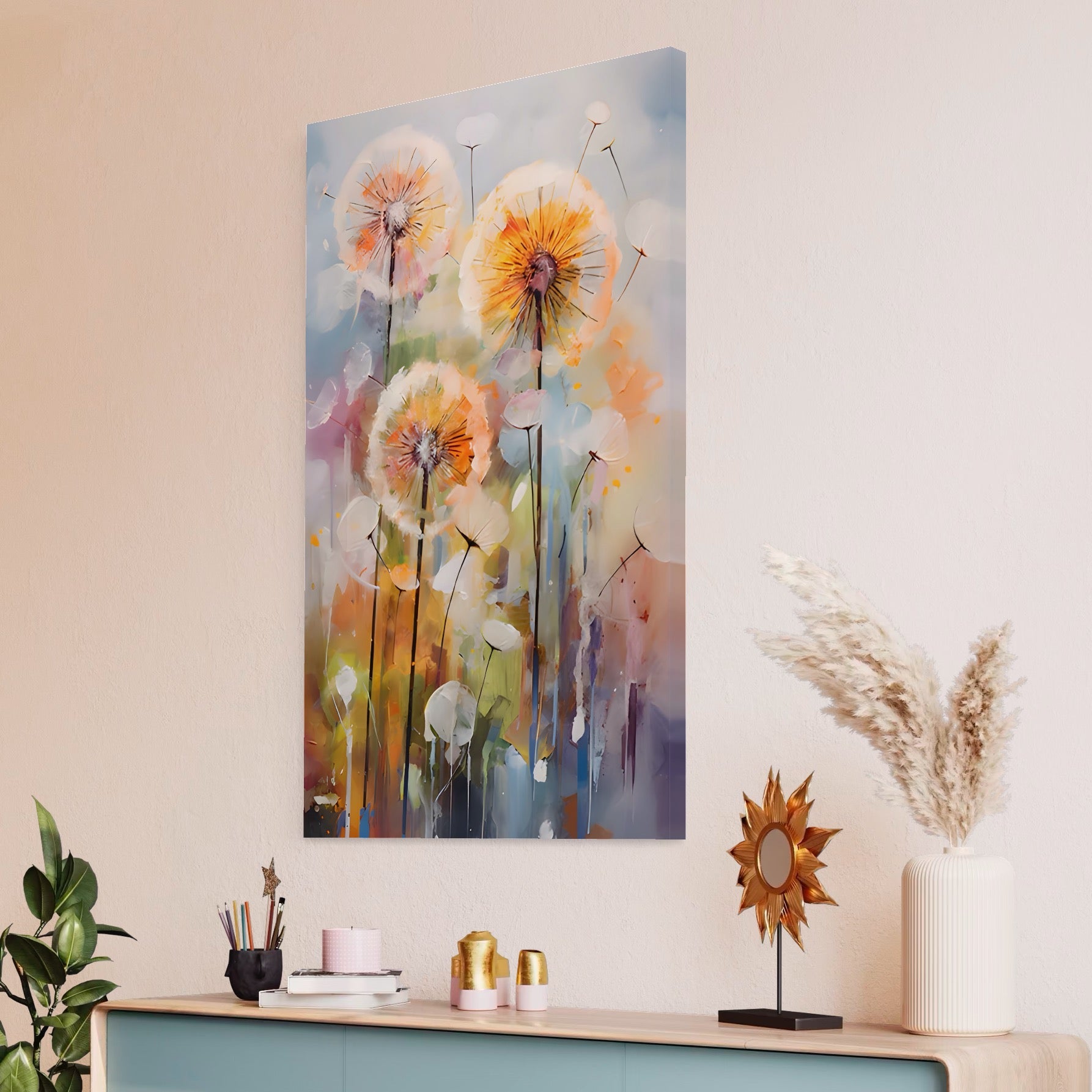 Tablou Canvas Premium LuxCanva® A1479, Averse Florale , Living, Papadie, Petale, Zbor, Room, Culori Vibrante