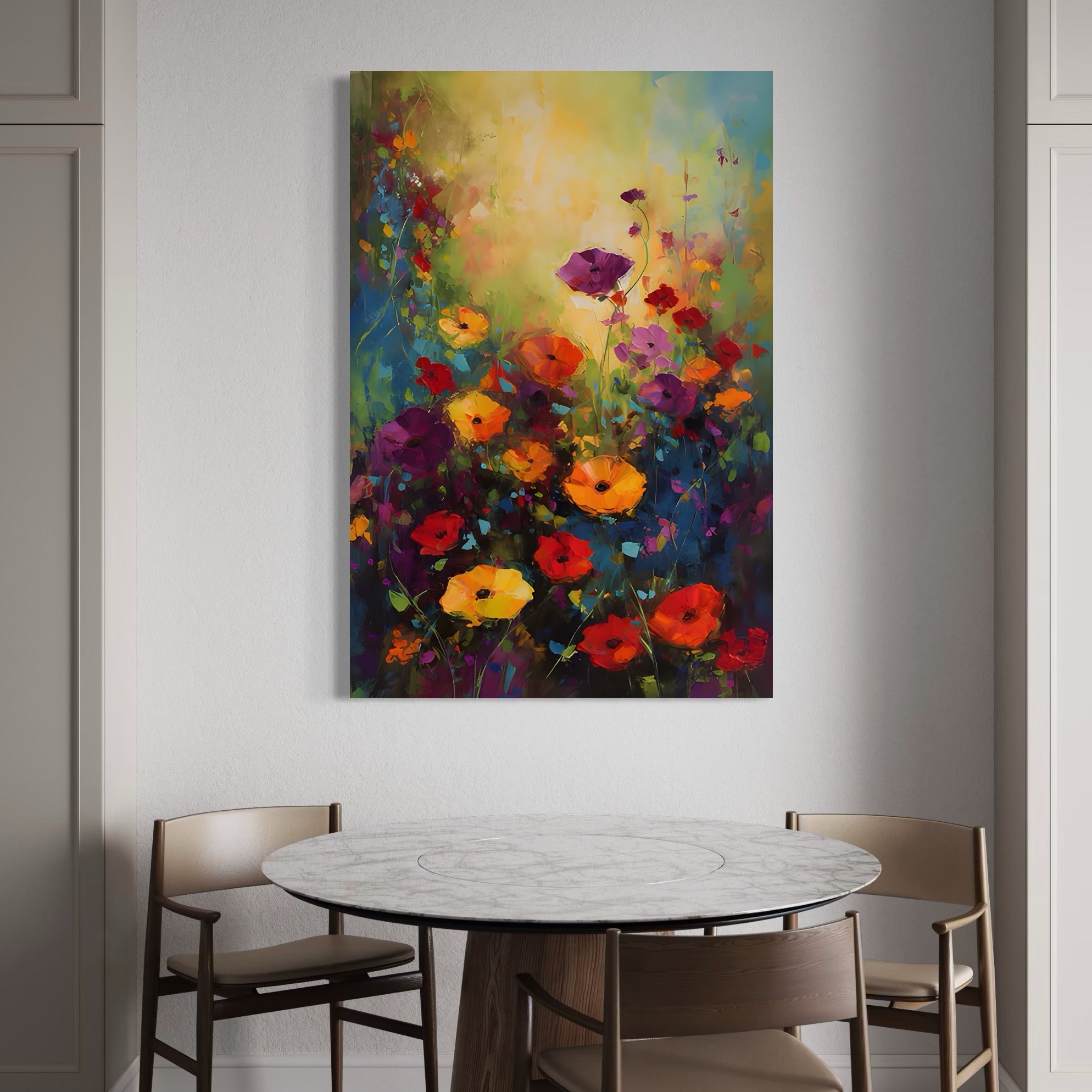 Tablou Canvas Premium LuxCanva® A1488, Forme Florale , Room, Plante, Primavara, Camp, Natura, Dormitor, Culori Vibrante