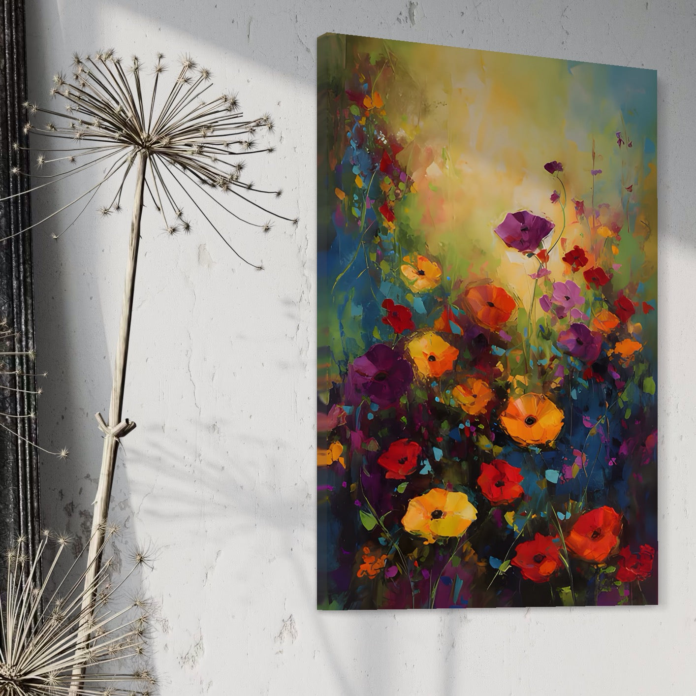 Tablou Canvas Premium LuxCanva® A1488, Forme Florale , Room, Plante, Primavara, Camp, Natura, Dormitor, Culori Vibrante