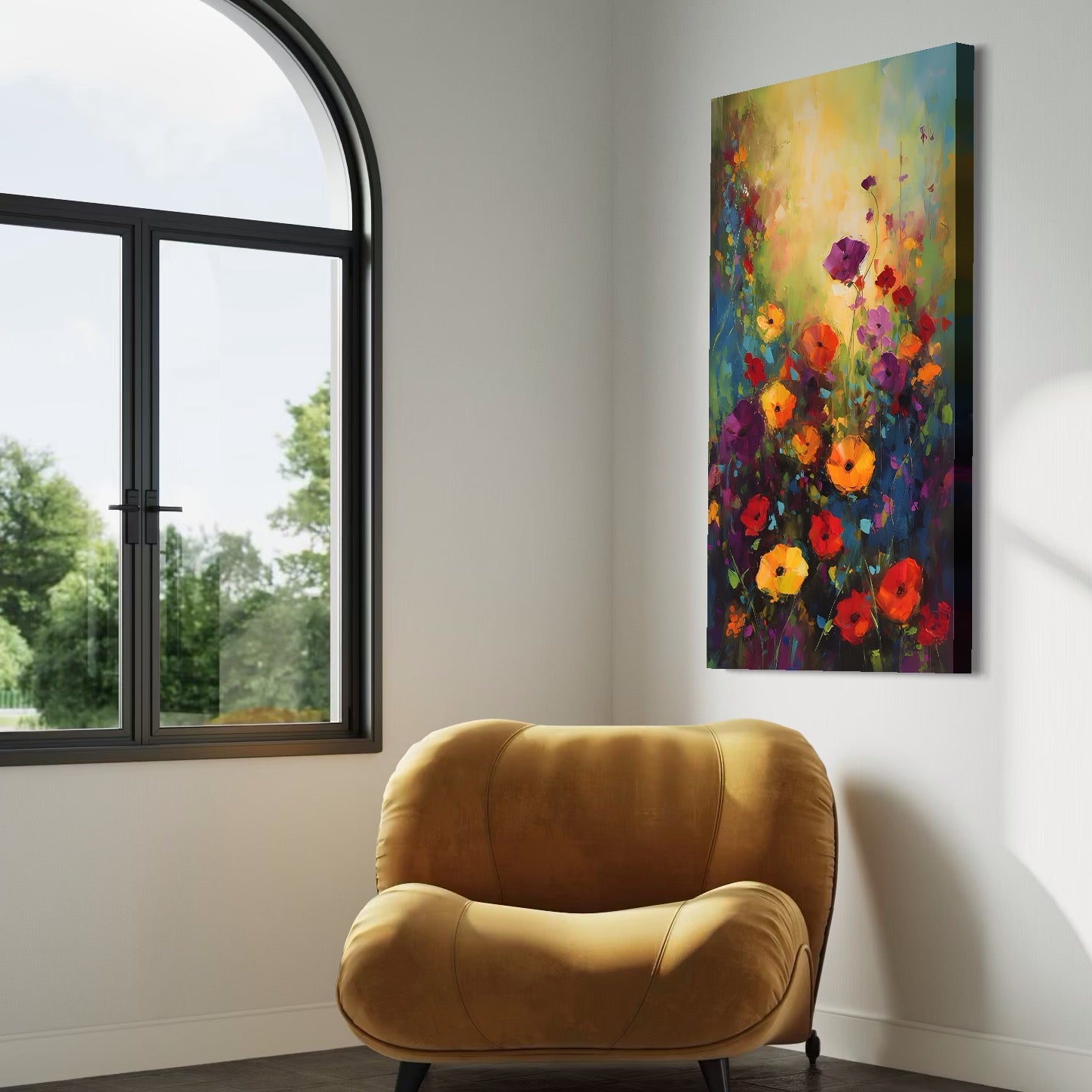 Tablou Canvas Premium LuxCanva® A1488, Forme Florale , Room, Plante, Primavara, Camp, Natura, Dormitor, Culori Vibrante