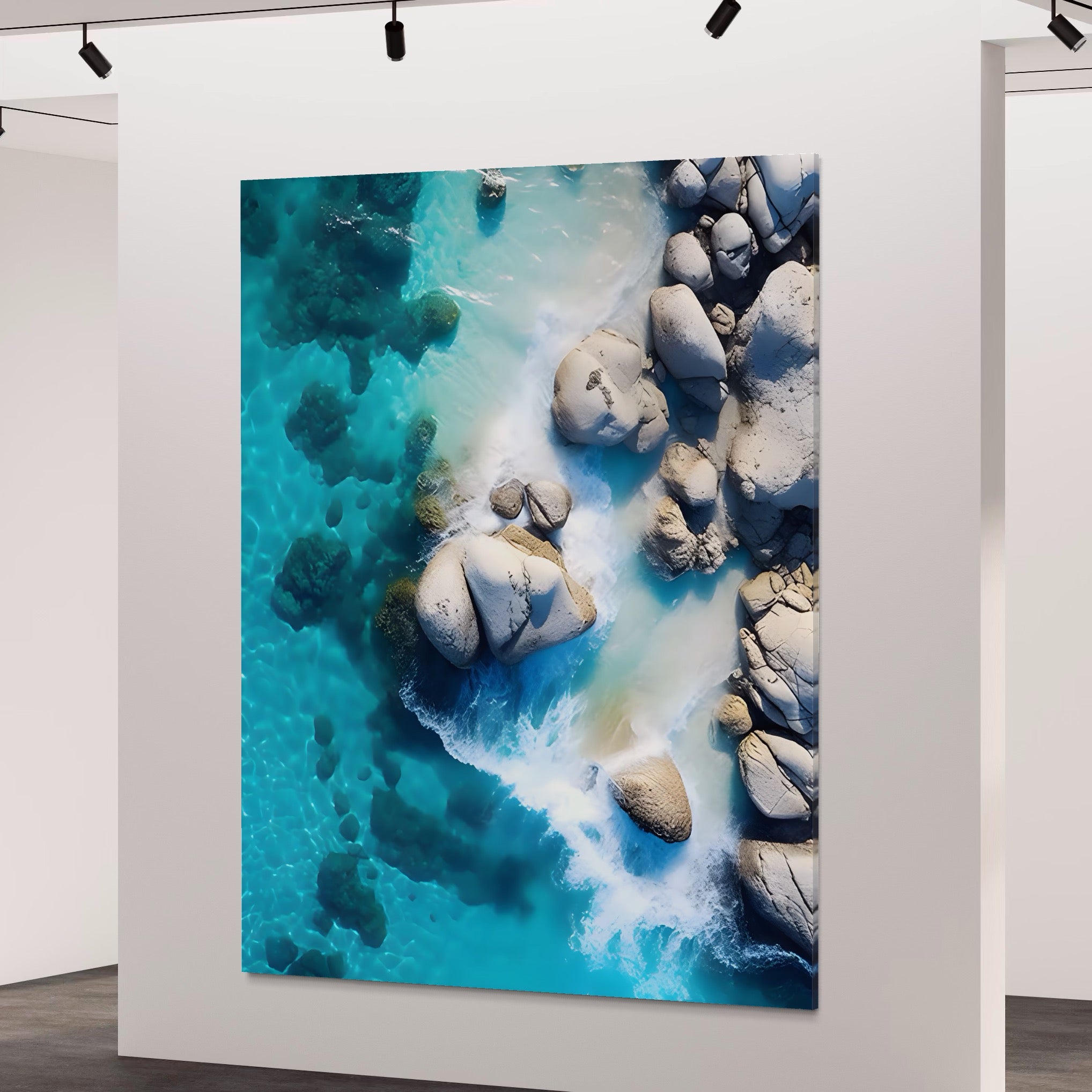 Tablou Canvas Premium LuxCanva® A1492, Sea Stone , Room, Pietre, Stanci, Mare, Turcoaz, Dormitor, Culori Vibrante