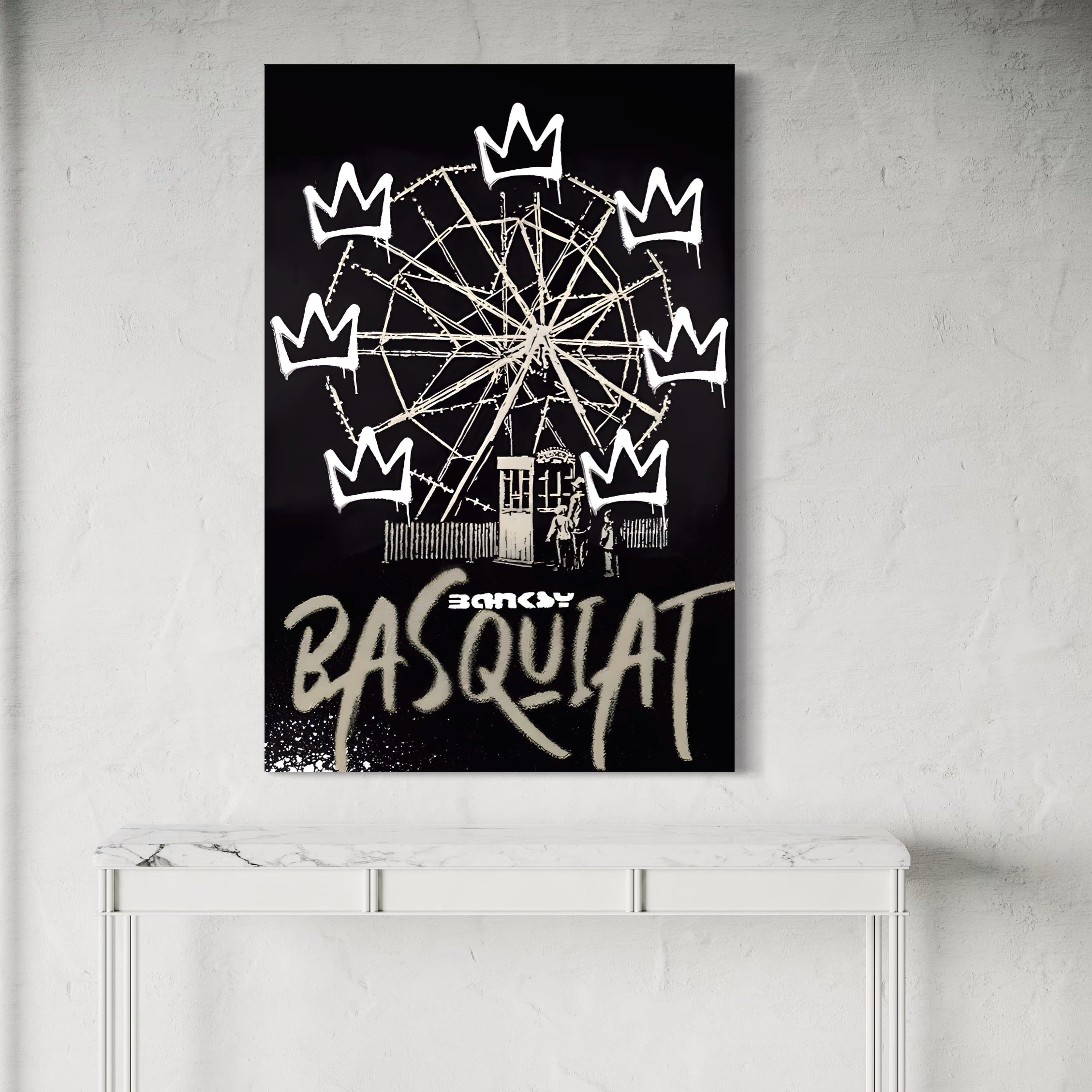 Tablou Canvas Premium LuxCanva® A1499, Basquiat Black , Room, Graffiti, Samo, Banksy, Roata, Living, Culori Vibrante