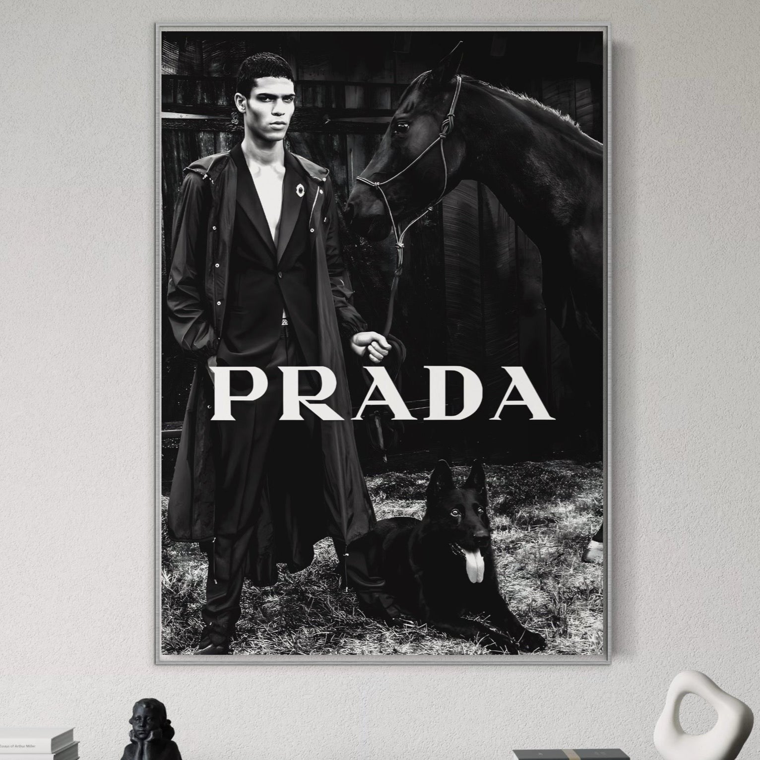 Tablou Canvas Premium, LuxCanva® A1129, Prada Men, Moda, Luxury Brands, Fashion, Alb, Negru