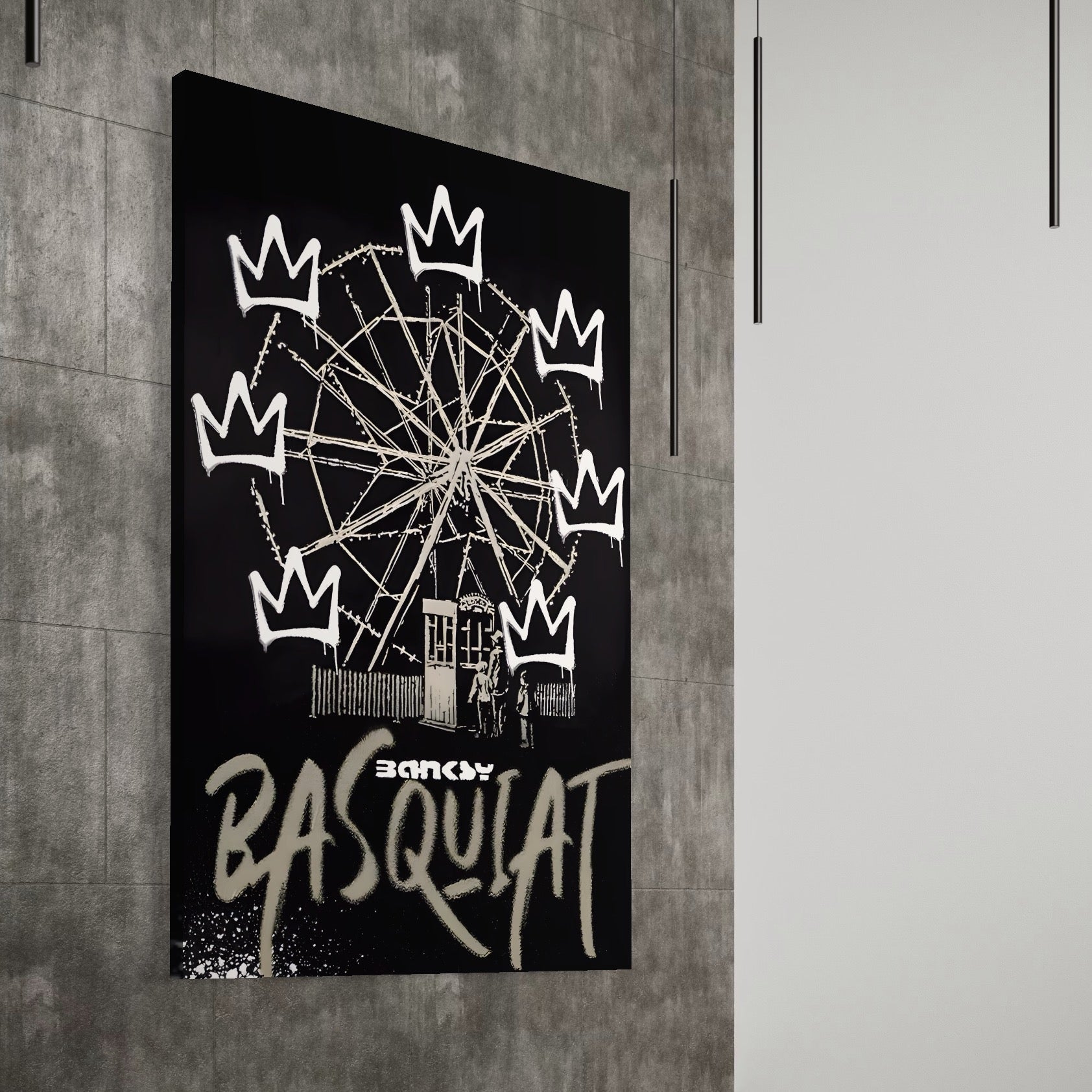 Tablou Canvas Premium LuxCanva® A1499, Basquiat Black , Room, Graffiti, Samo, Banksy, Roata, Living, Culori Vibrante