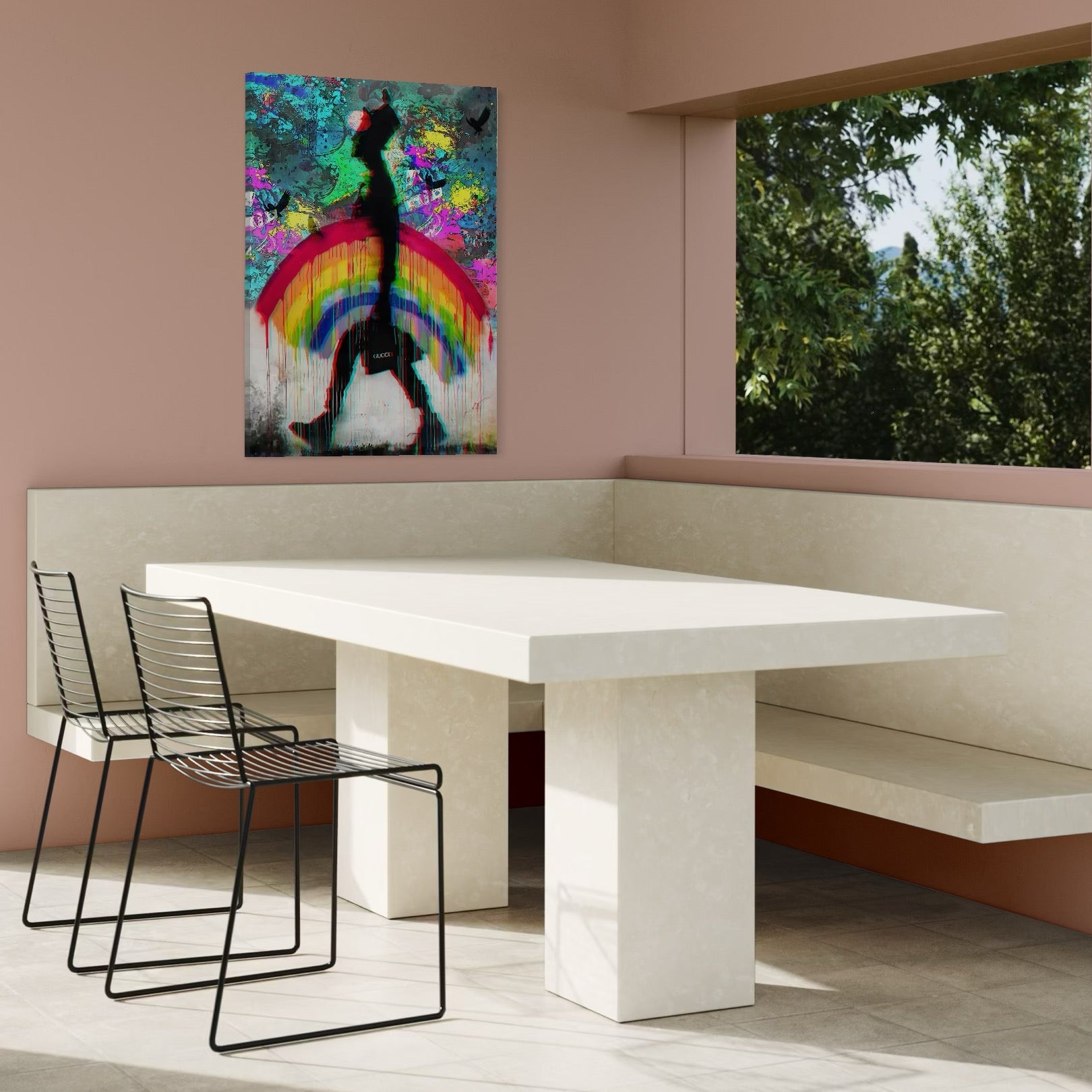 Tablou Canvas Premium, LuxCanva® A1159, Gucci Rainbow, Curcubeu, Graffiti, Brand, Timp, Culori Vibrante