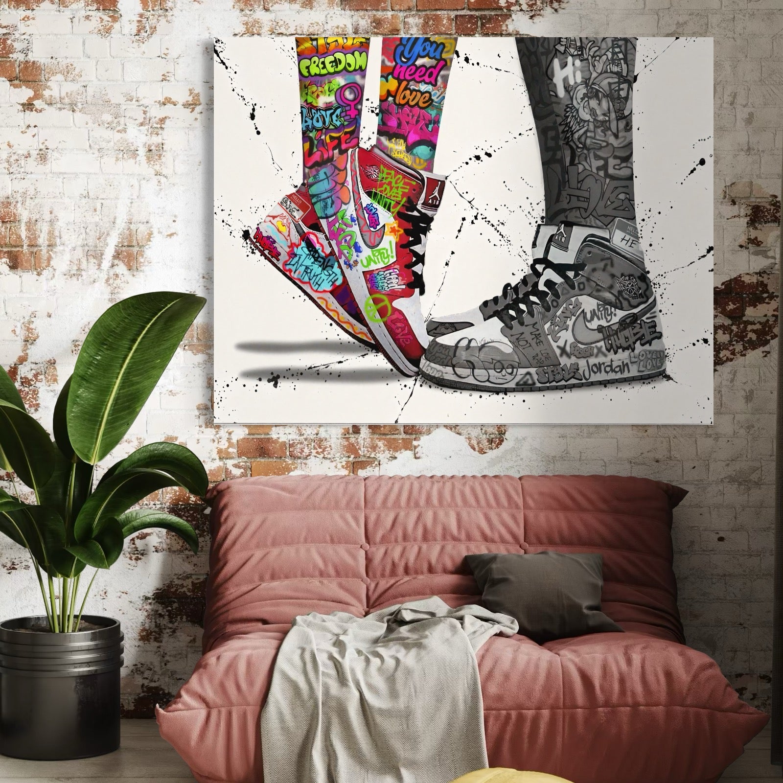 Tablou Canvas Premium, LuxCanva® A1183, Air Jordan Couple, Living, Adidasi, Cuplu, Indragostiti, Nike, Dormitor, Culori Vibrante