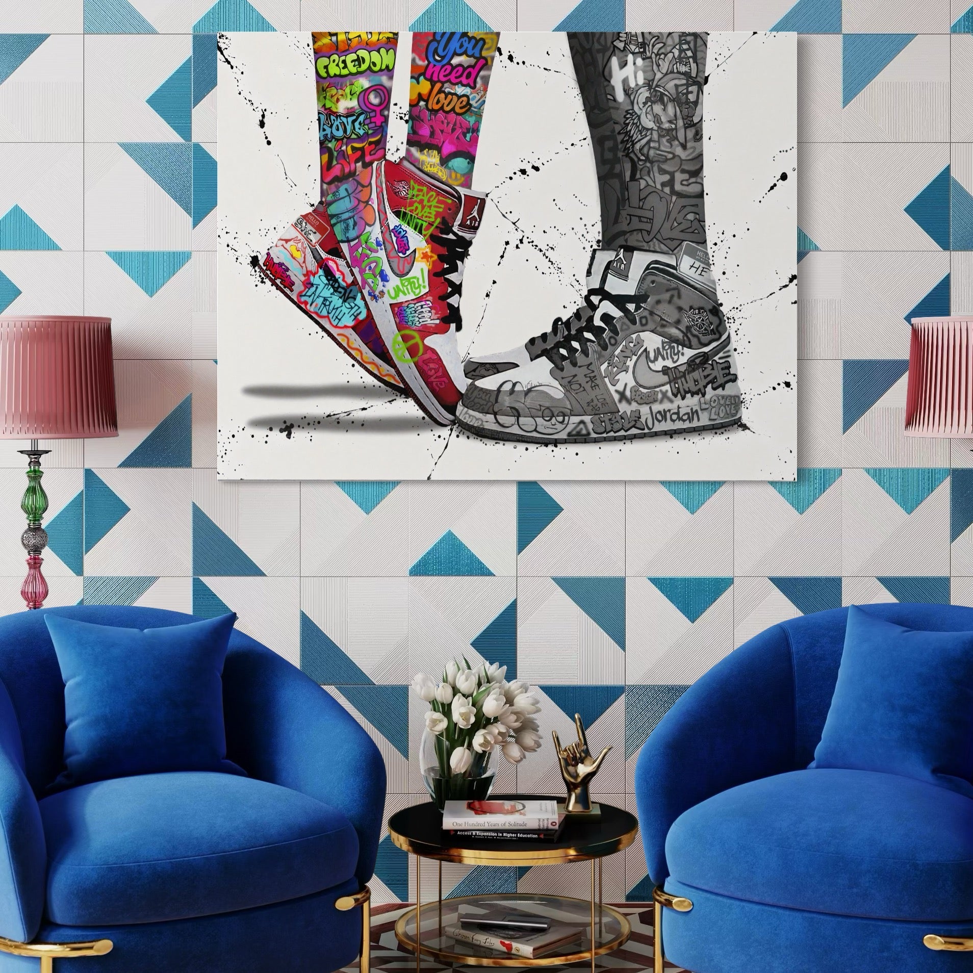 Tablou Canvas Premium, LuxCanva® A1183, Air Jordan Couple, Living, Adidasi, Cuplu, Indragostiti, Nike, Dormitor, Culori Vibrante