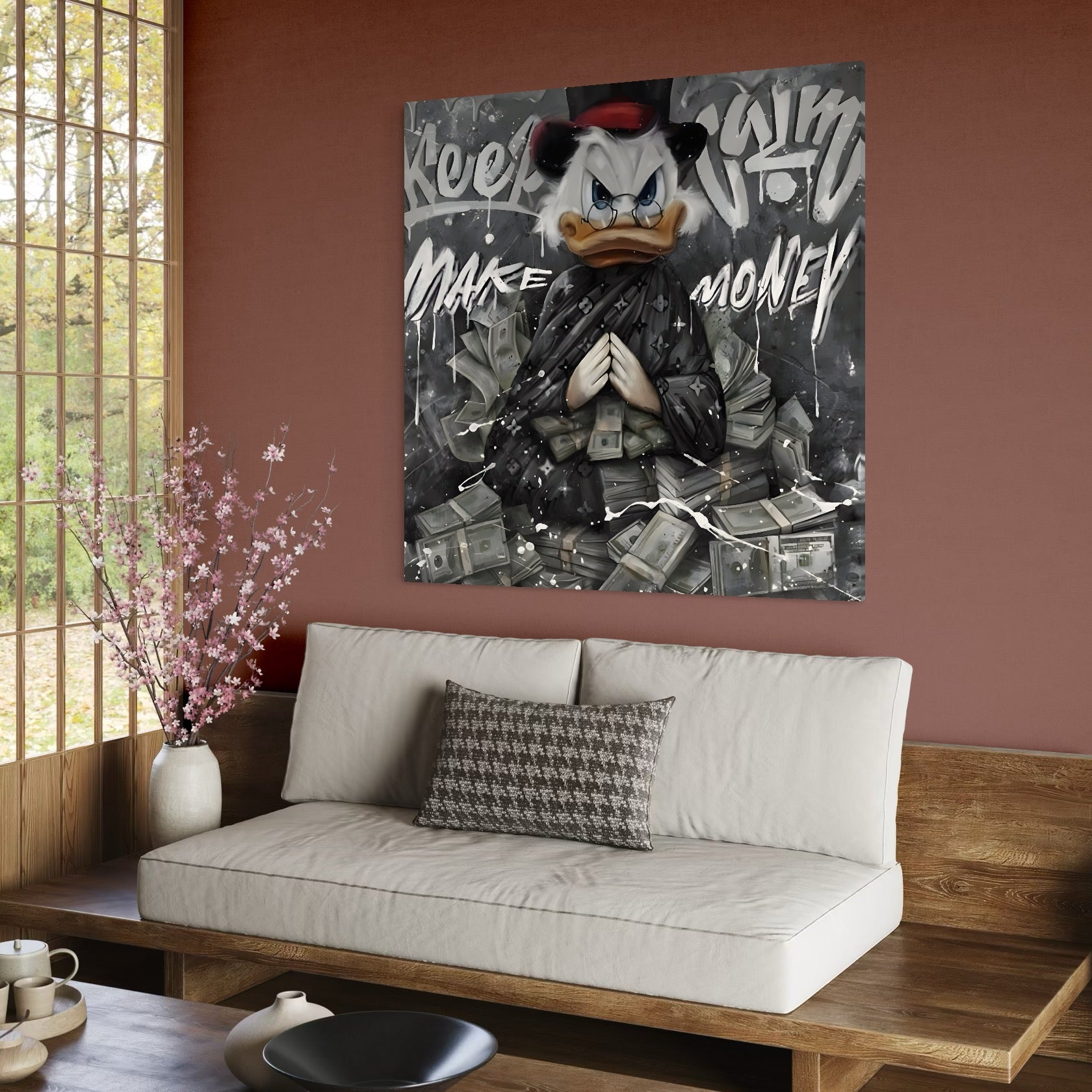 Tablou Canvas Premium, LuxCanva® A1295, Scrooge Money, Living, Desene Animate, Bani, Dolar, Birou, Culori Vibrante