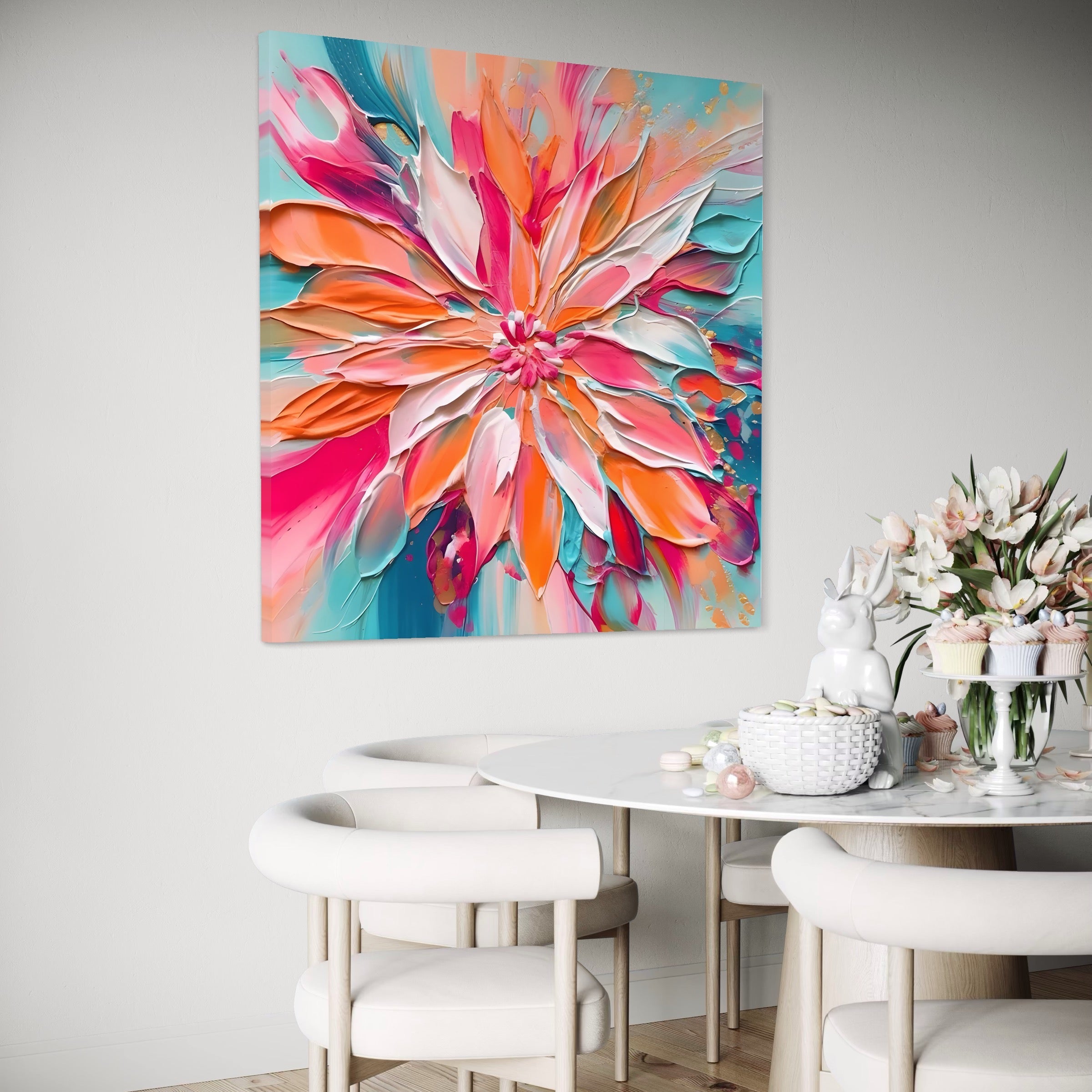 Tablou Canvas Premium LuxCanva® A1508, Simfonie Roz , Floare, Planta, Multicolor, Decorativ, Room, Culori Vibrante