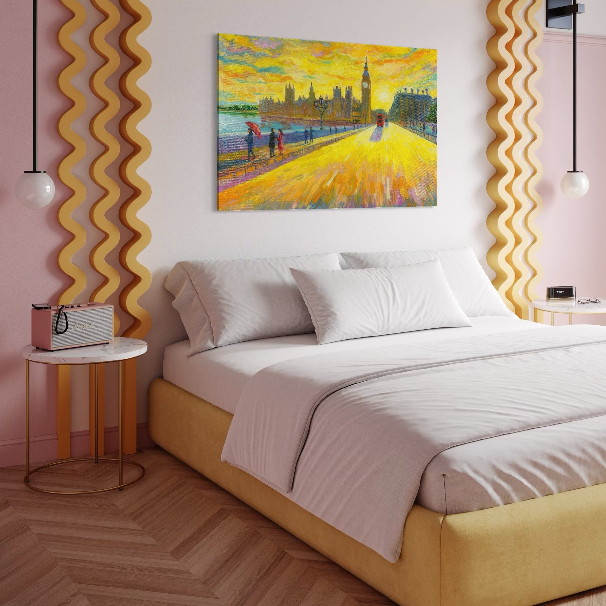 Tablou Canvas Premium LuxCanva® A1337, London Street , Studio, Londra, Oameni, Pod, Plimbare, Relaxare, Dormitor, Culori Vibrante