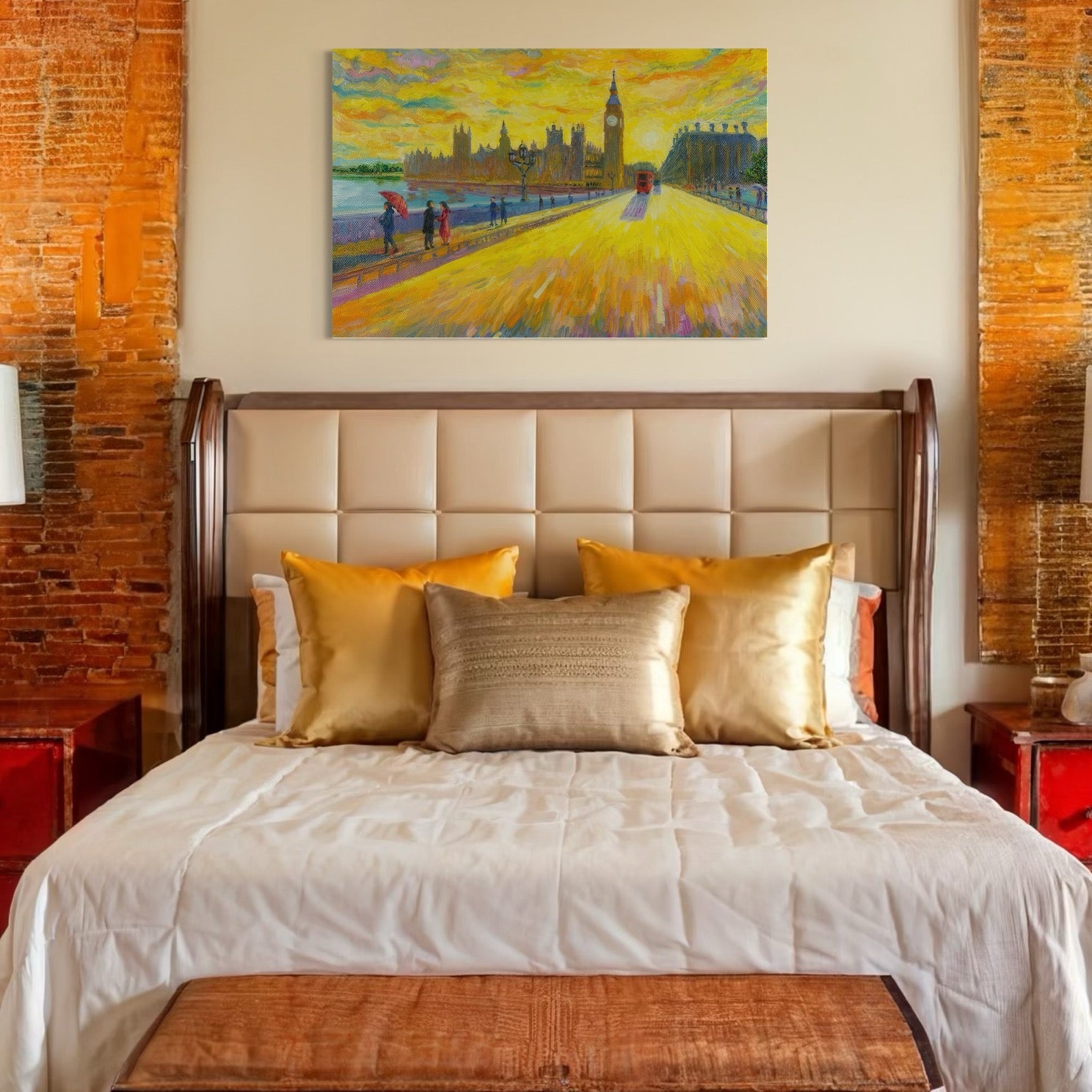 Tablou Canvas Premium LuxCanva® A1337, London Street , Studio, Londra, Oameni, Pod, Plimbare, Relaxare, Dormitor, Culori Vibrante