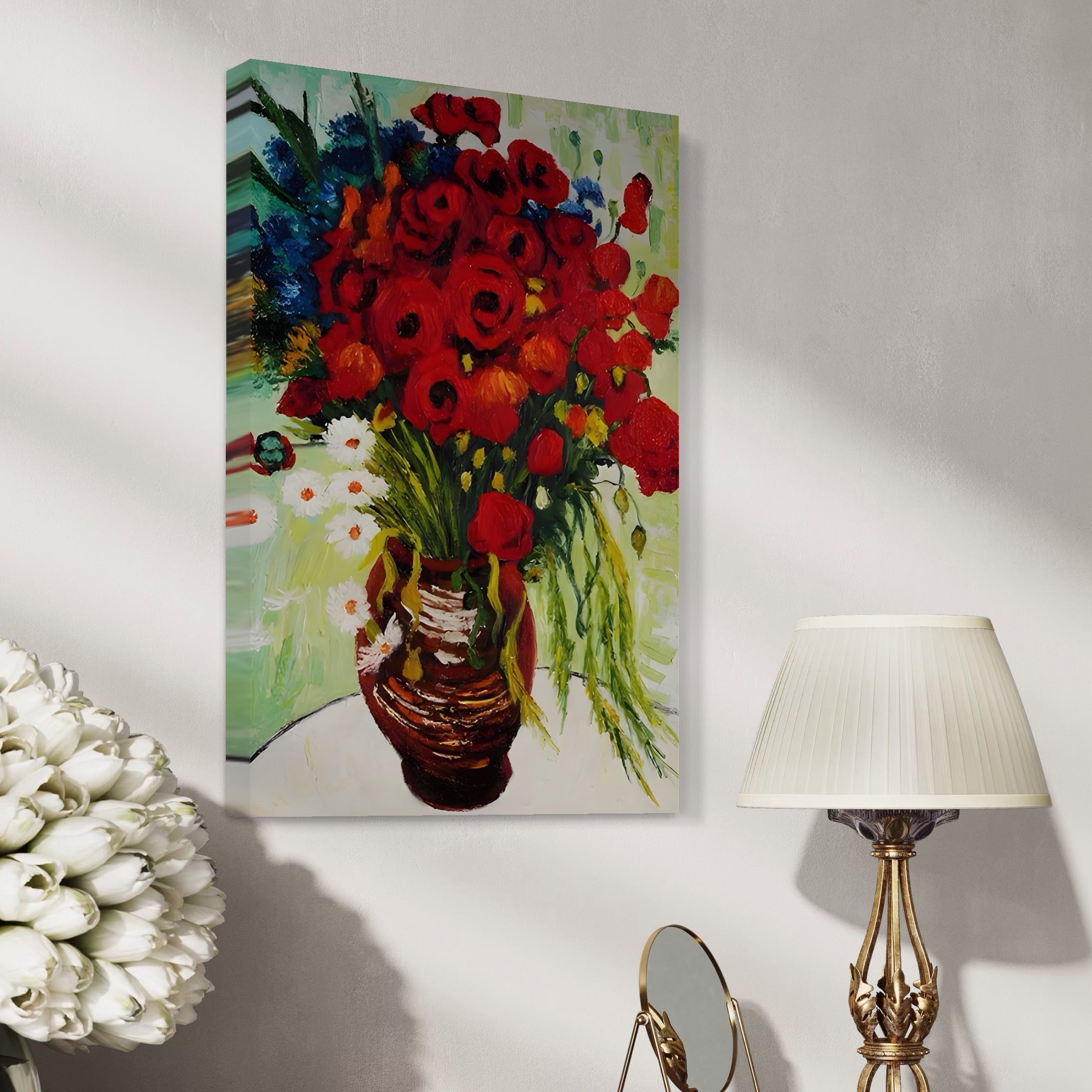 Tablou Canvas Premium LuxCanva® A1511, Margarete Si Maci , Galerie De Arta, Van Gogh, Pictura, Flori, Opera, Living, Culori Vibrante