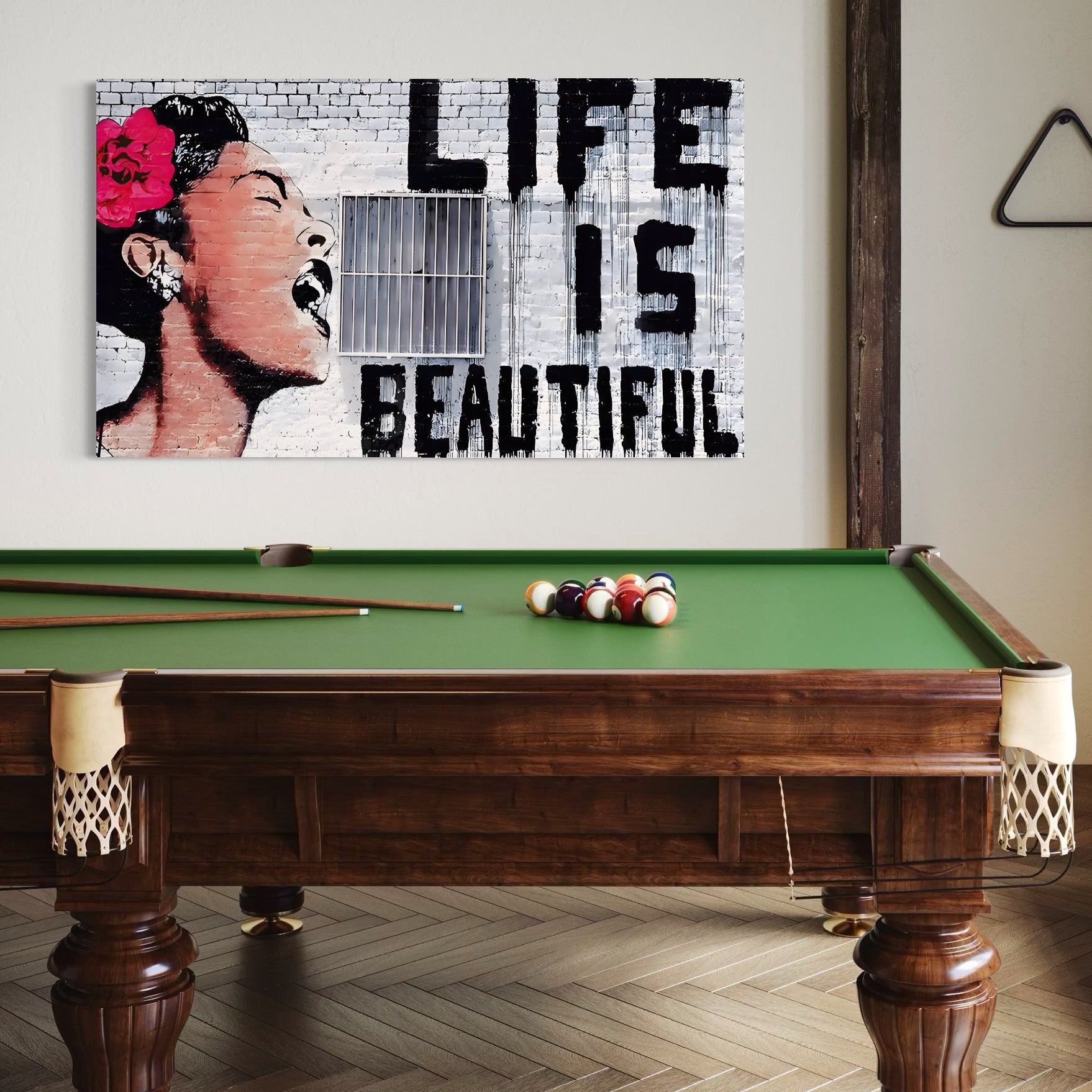 Tablou Canvas Premium LuxCanva® A1517, Viata Este Frumoasa , Femeie, Strigat, Graffiti, Decorativ, Living, Culori Vibrante