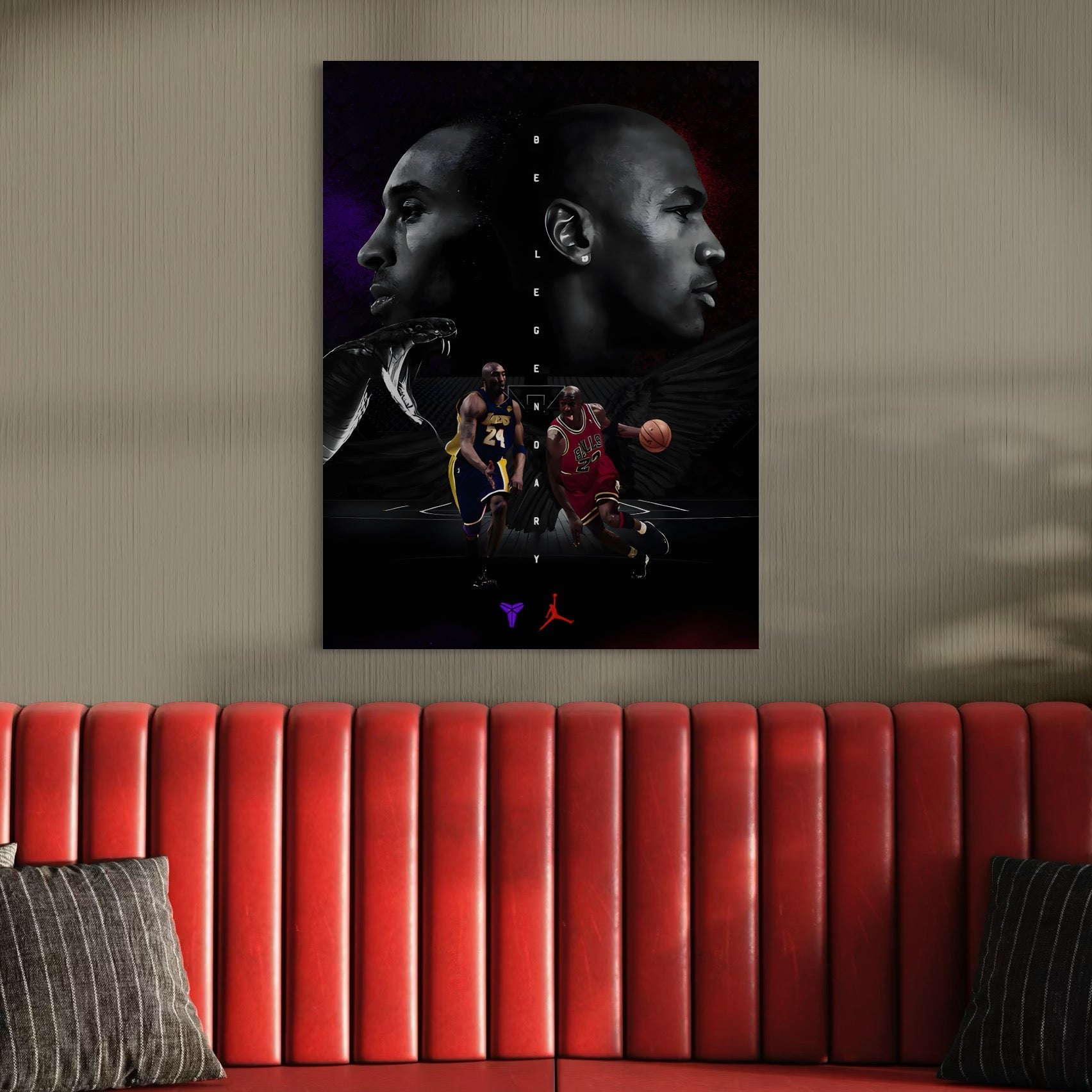 Tablou Canvas Premium, LuxCanva® A1547, Be Legendary , Michael Jordan, Kobe Bryant, Vedete, Sportivi, Living, Culori Vibrante