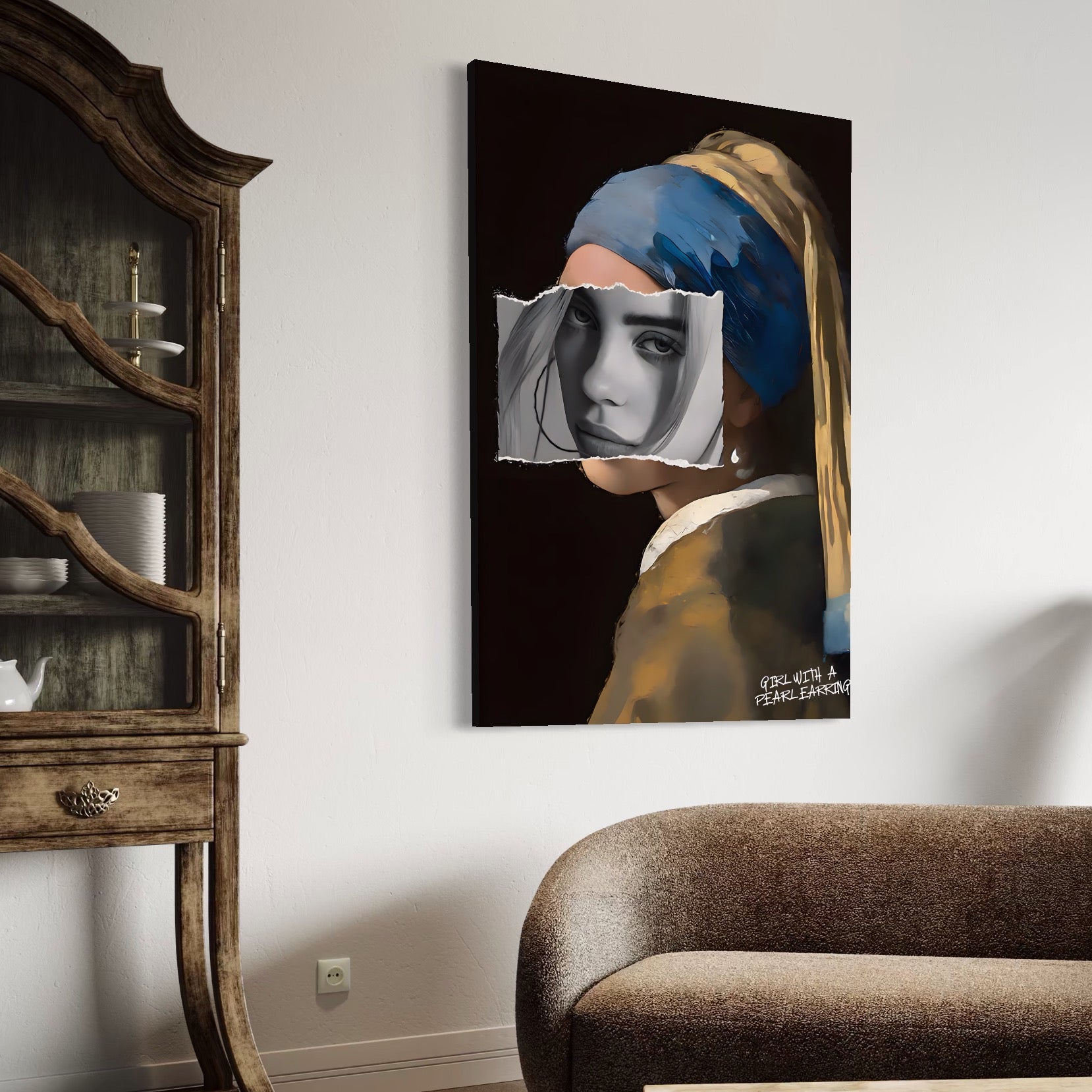 Tablou Canvas Premium LuxCanva® A1525, Fata Cu Cercei De Perle , Room, Portret, Feminin, Decorativ, Living, Culori Vibrante