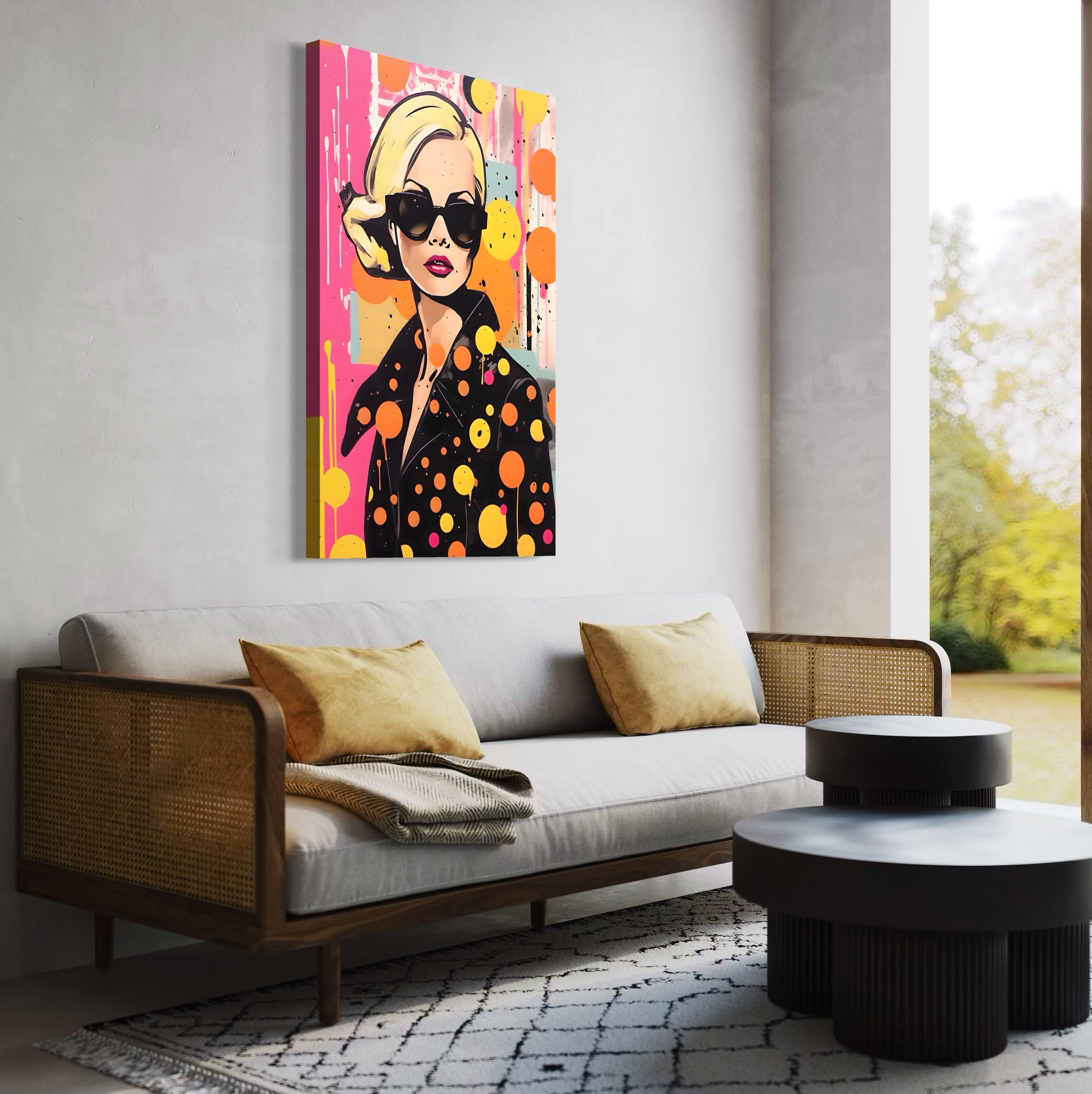 Tablou Canvas Premium LuxCanva® A1528, Fashion Glasses , Room, Femeie, Moda, Ochelari De Soare, Decorativ, Dressing, Club Sportiv, Culori Vibrante