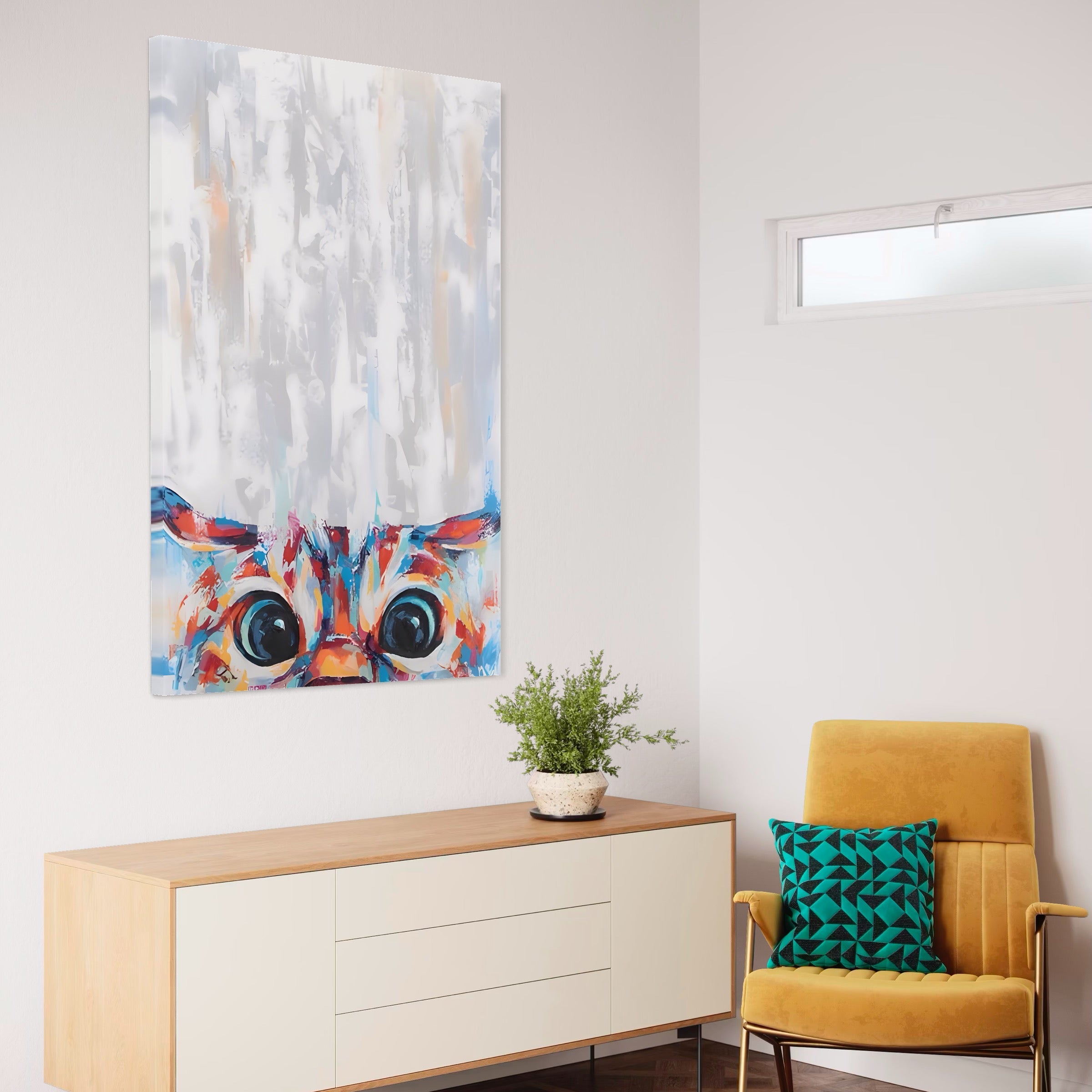 Tablou Canvas Premium LuxCanva® A1529, Cat Eyes , Room, Pisica, Privire, Animal, Felina, Dressing, Club Sportiv, Culori Vibrante