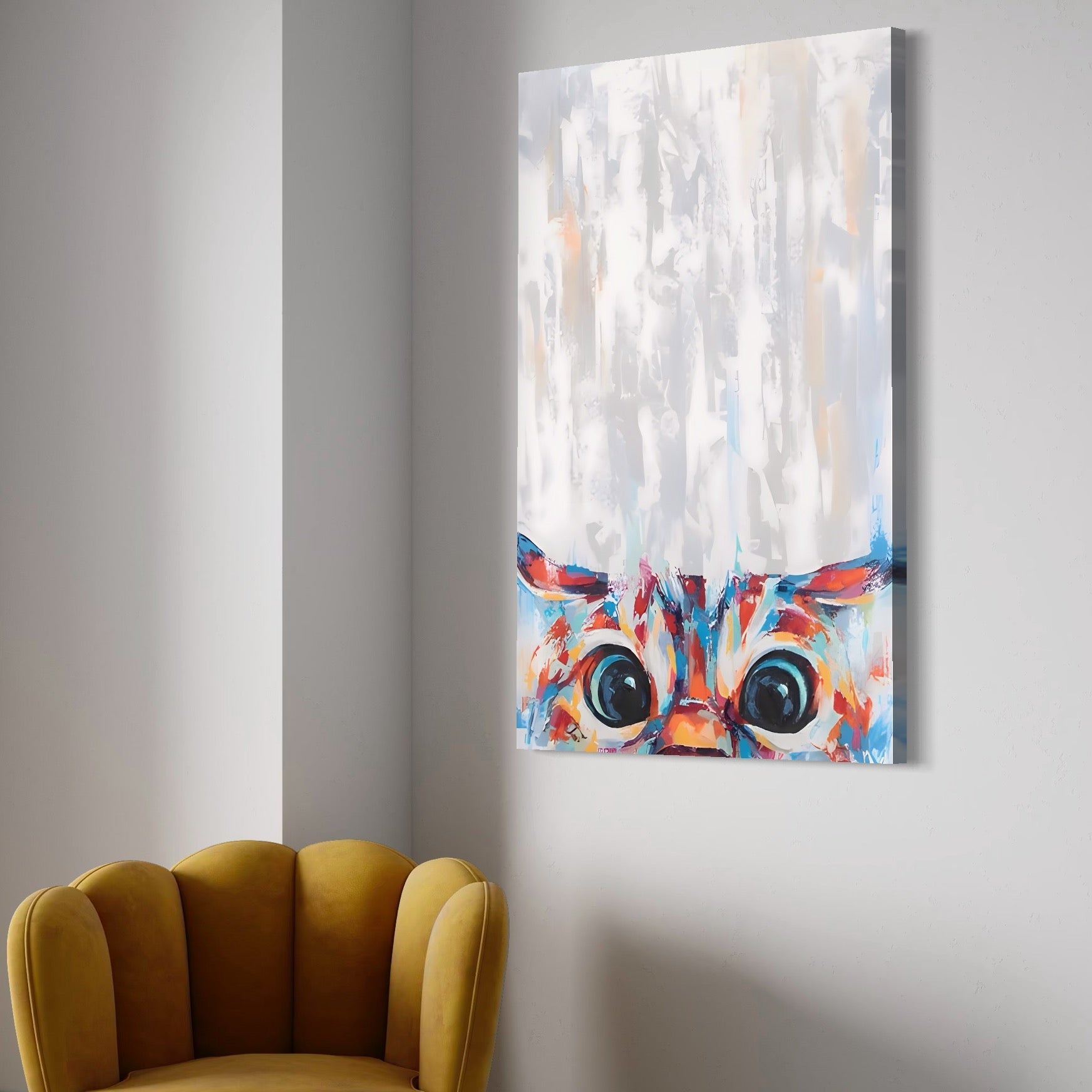 Tablou Canvas Premium LuxCanva® A1529, Cat Eyes , Room, Pisica, Privire, Animal, Felina, Dressing, Club Sportiv, Culori Vibrante