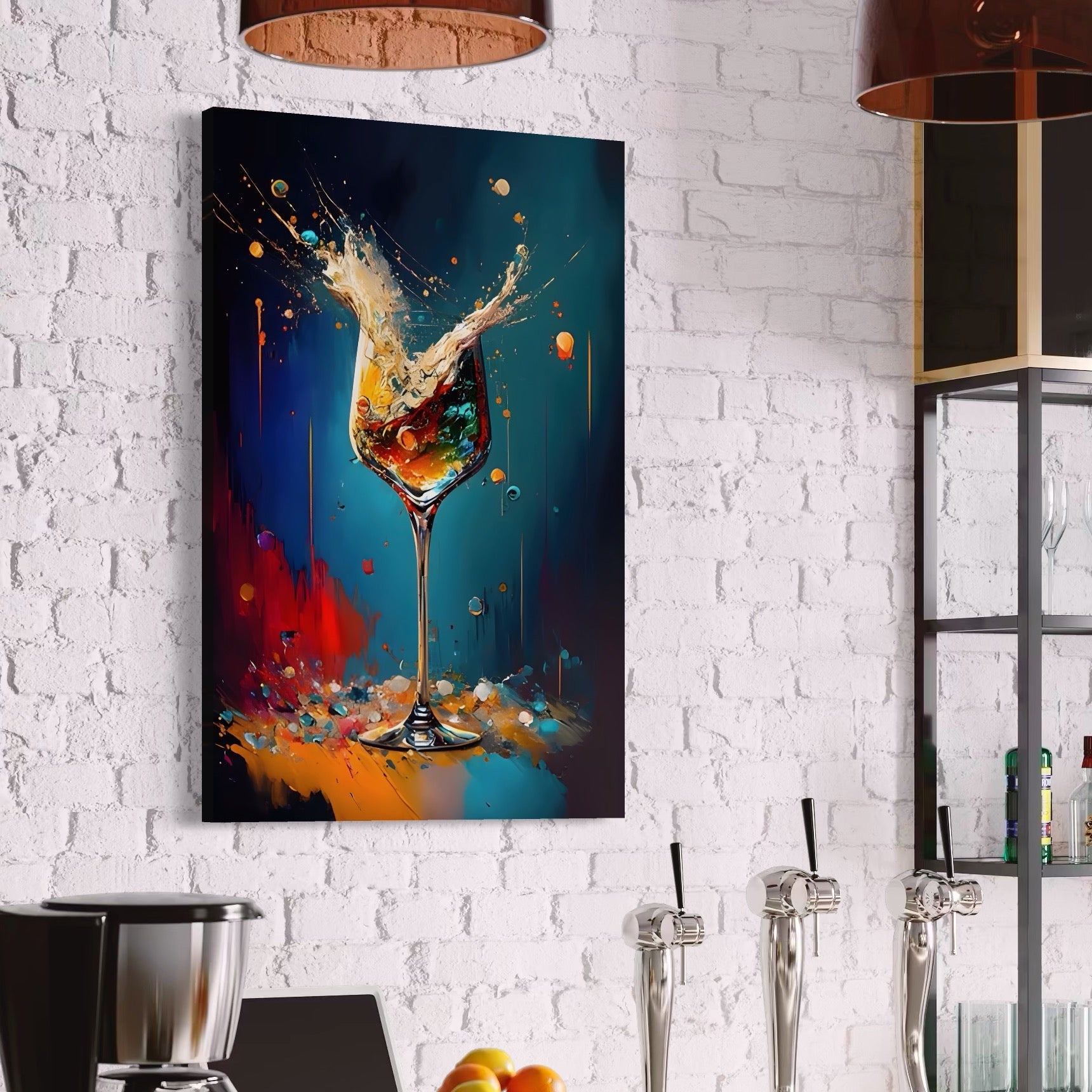 Tablou Canvas Premium LuxCanva® A1533, Picaturi De Gheata , Room, Cocktail, Alcool, Colorat, Restaurant, Culori Vibrante