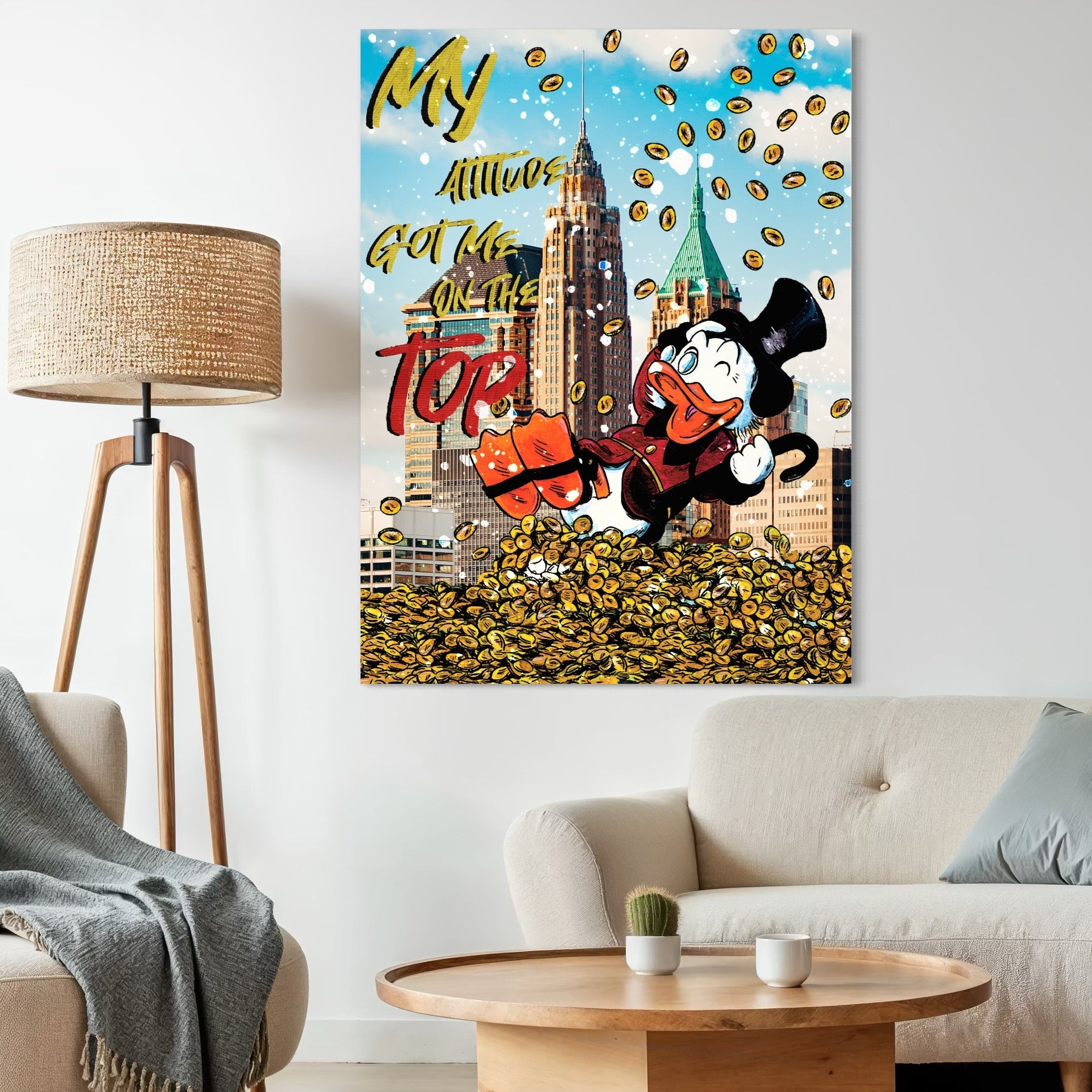 Tablou Canvas Premium, LuxCanva® A1039, Scrooge McDuck, Top, Desene Animate, Money, Motivational, Culori Vibrante