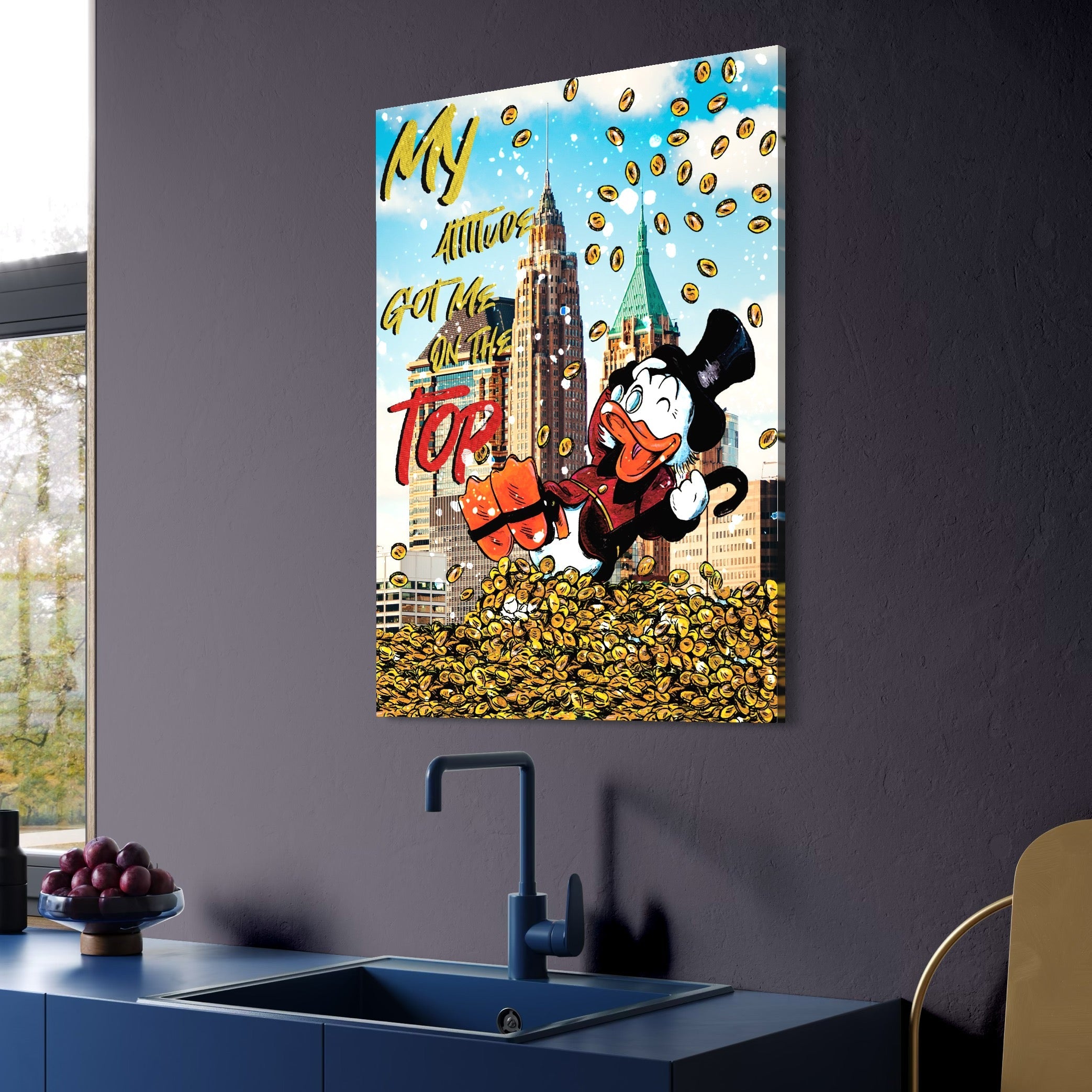Tablou Canvas Premium, LuxCanva® A1039, Scrooge McDuck, Top, Desene Animate, Money, Motivational, Culori Vibrante