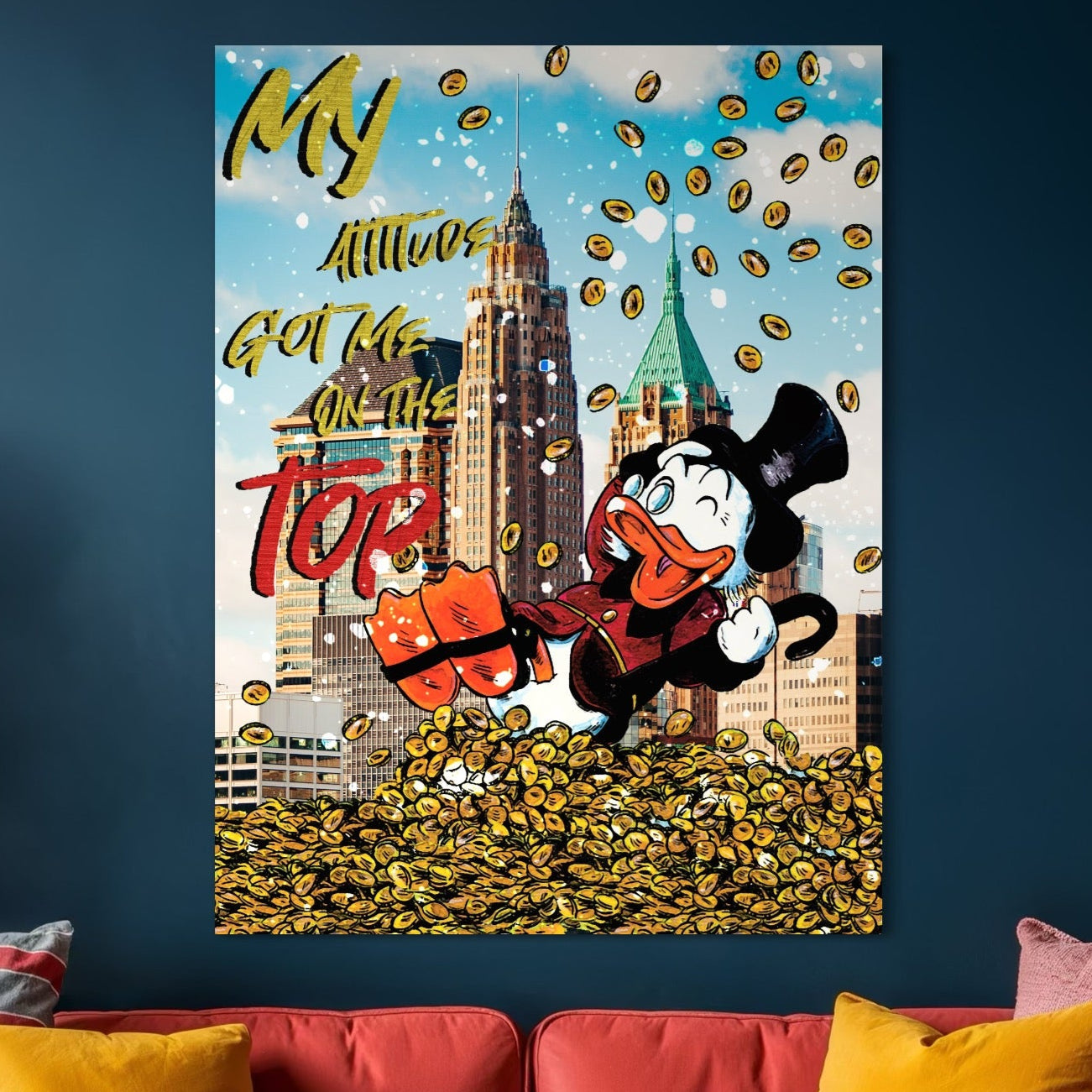 Tablou Canvas Premium, LuxCanva® A1039, Scrooge McDuck, Top, Desene Animate, Money, Motivational, Culori Vibrante