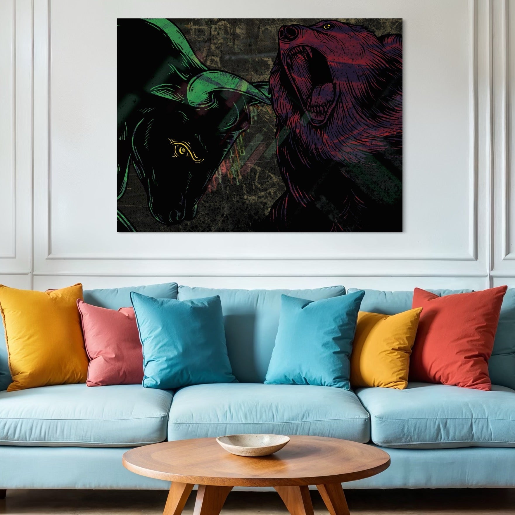 Tablou Canvas Premium, LuxCanva® A1040, Stock Market, Bear Market, Bull Market, Financiar, Culori Vibrante